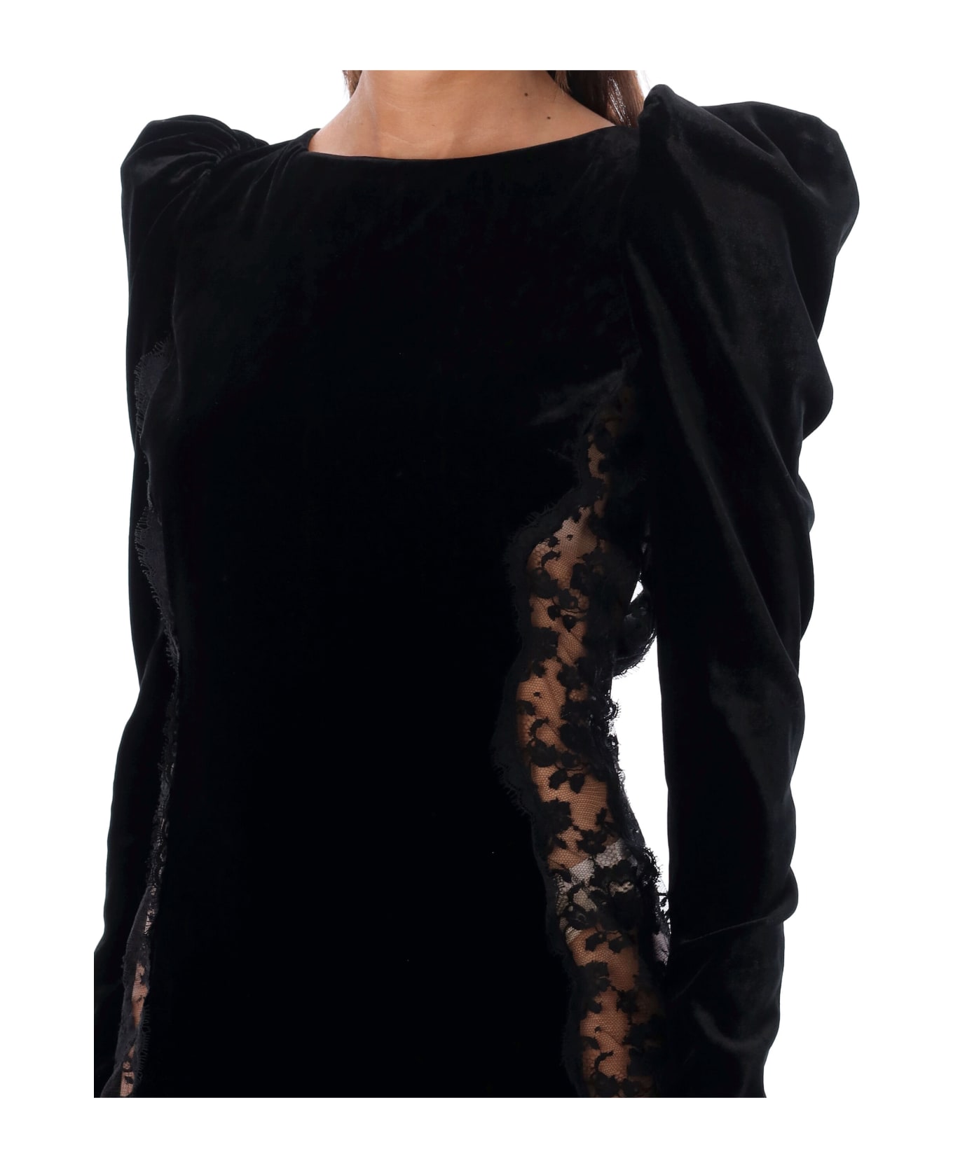 Alessandra Rich Open Back Velvet Mini Dress - BLACK ワンピース＆ドレス