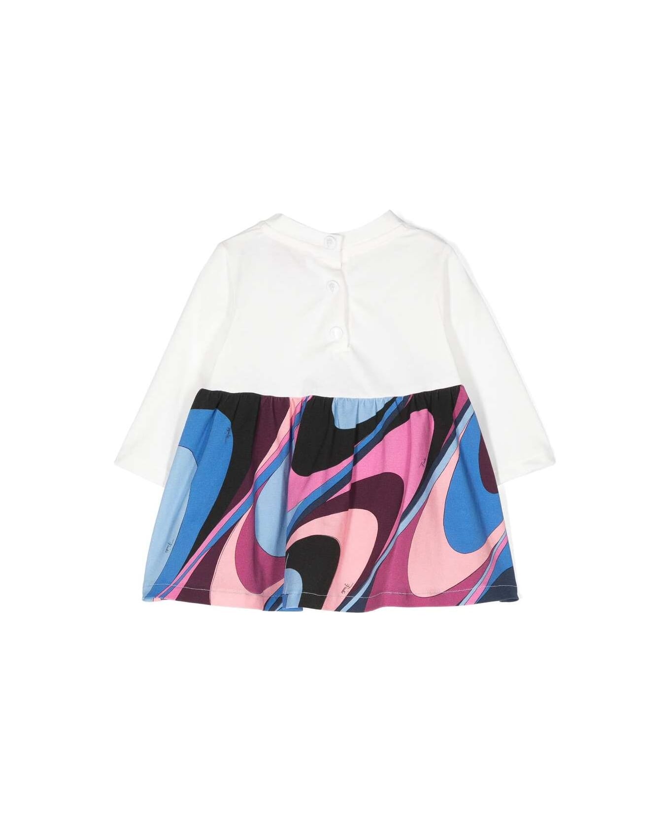 Pucci White Dress With Logo And Wave Print - White