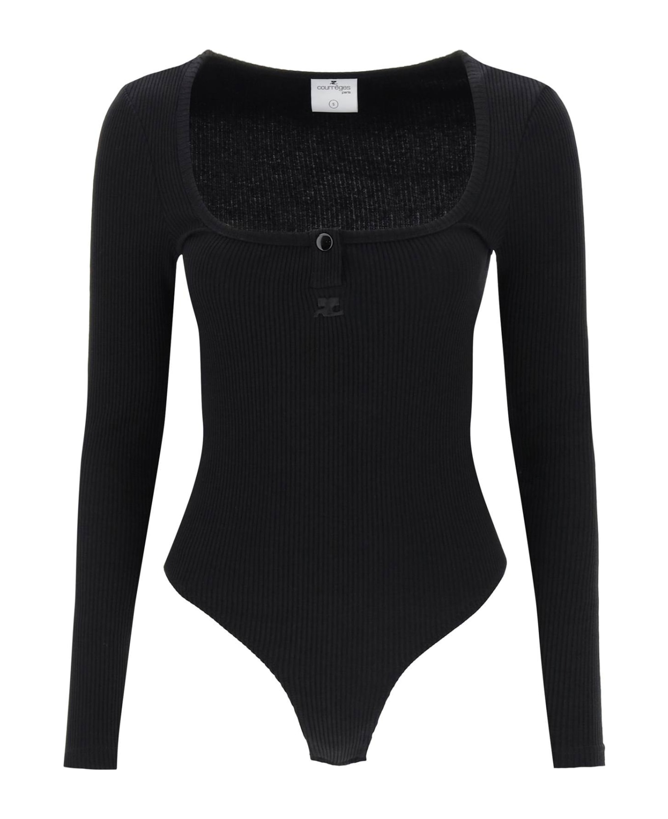 Courrèges Ribbed Cotton Bodysuit - Black ボディスーツ