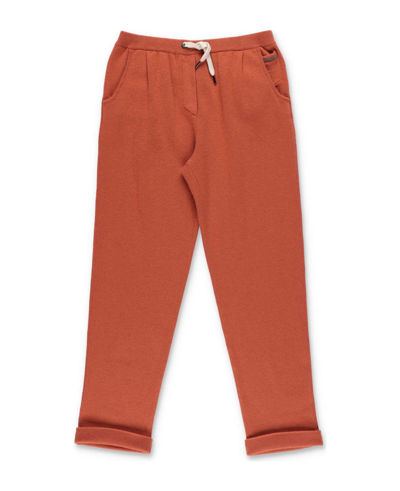 Brunello Cucinelli Pantaloni Pantone In Lana Cashmere E Seta - Marrone