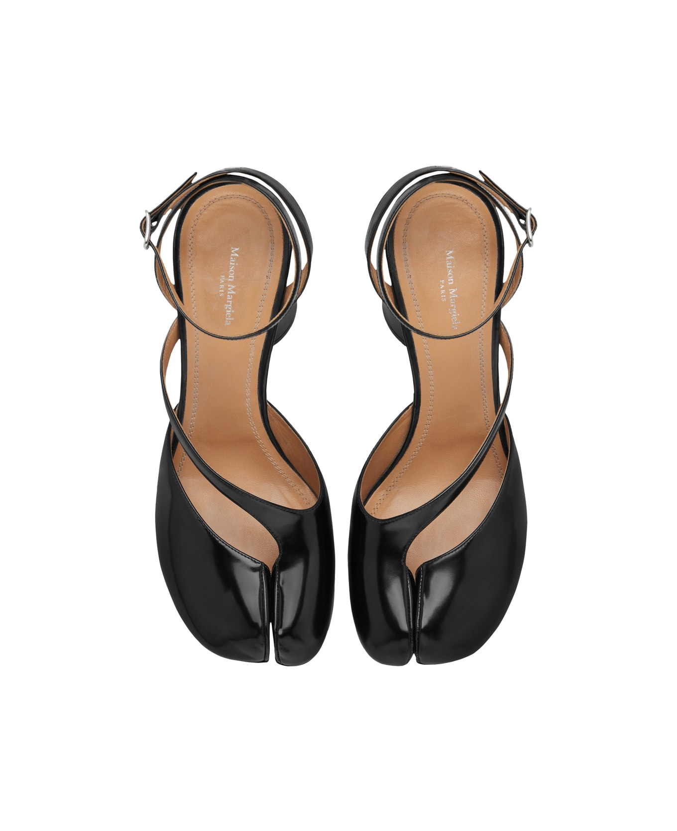 Maison Margiela Tabi Sandals In Brushed Leather - Black