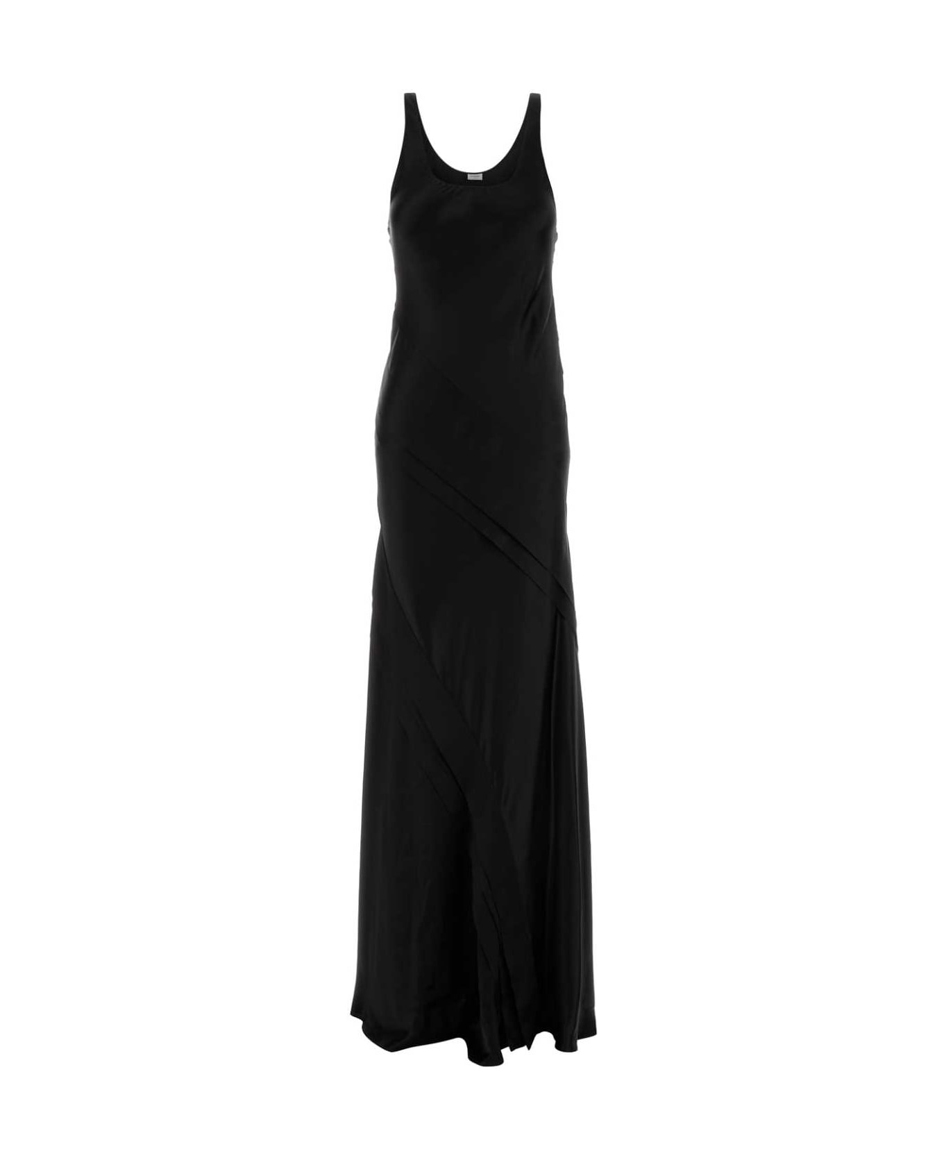 Saint Laurent Black Satin Long Dress