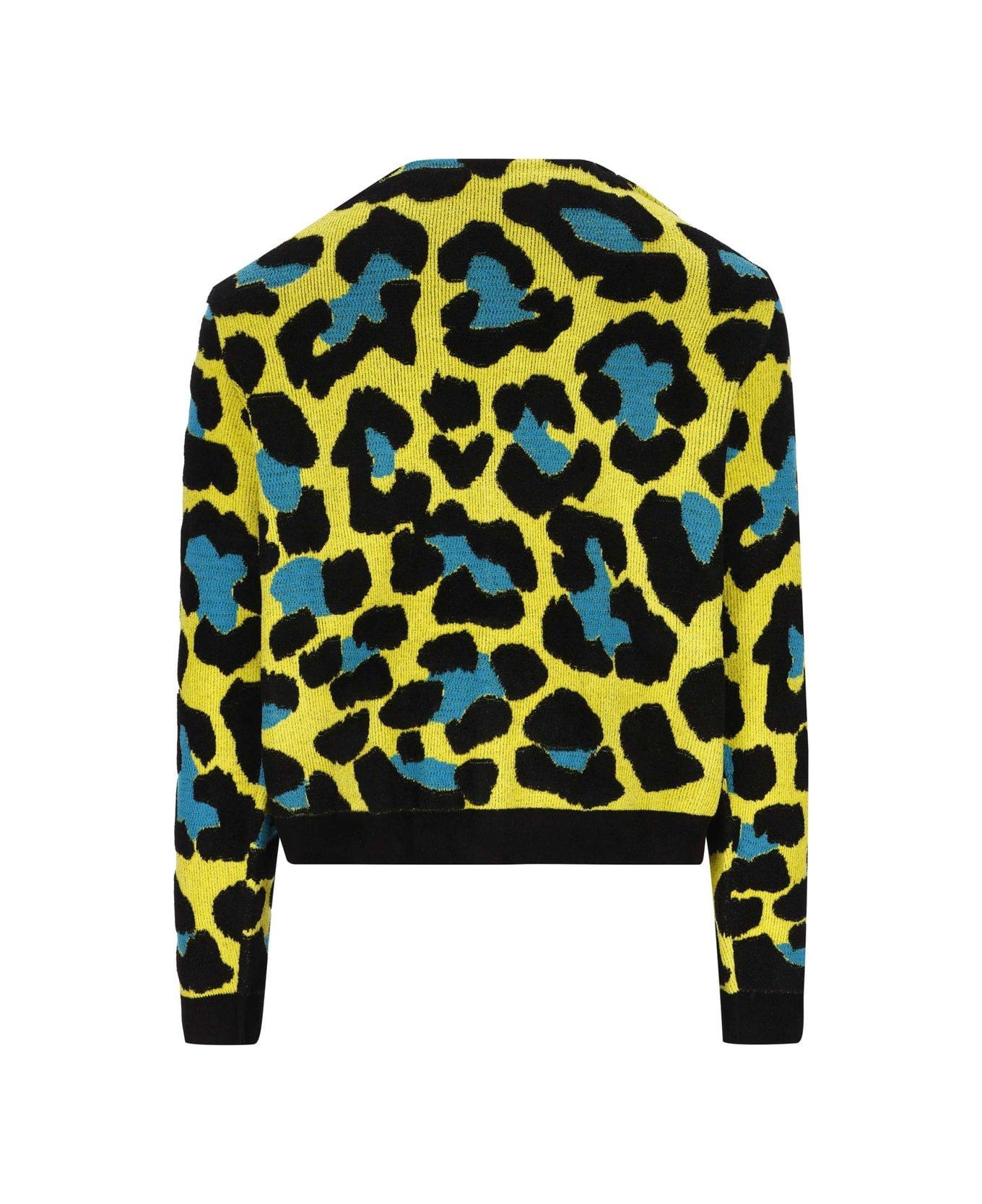Versace Leopard Pattern Button-up Cardigan - Yellow