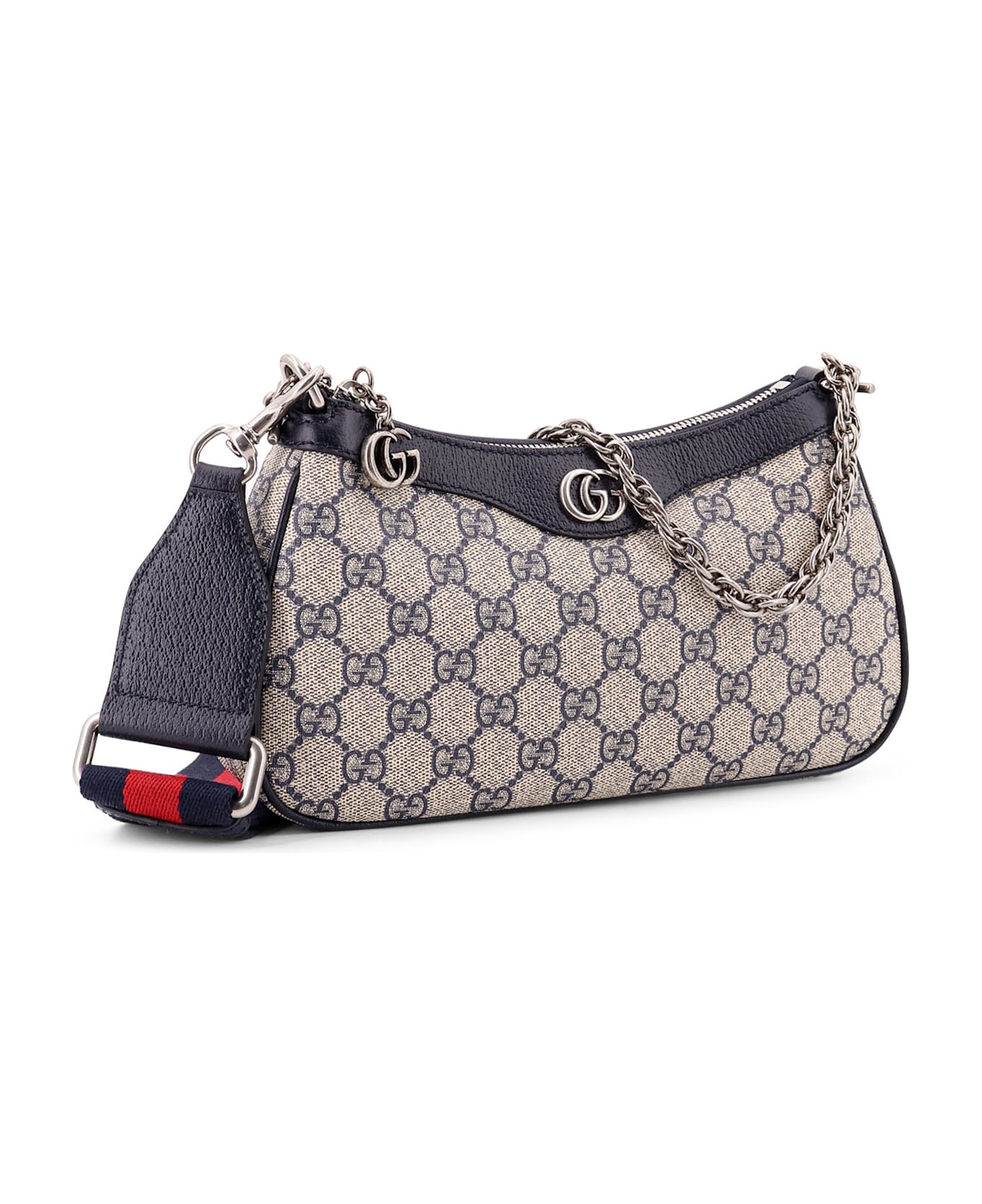 Gucci Ophidia Gg Supreme Fabric And Leather Shoulder Bag - Blu/beige