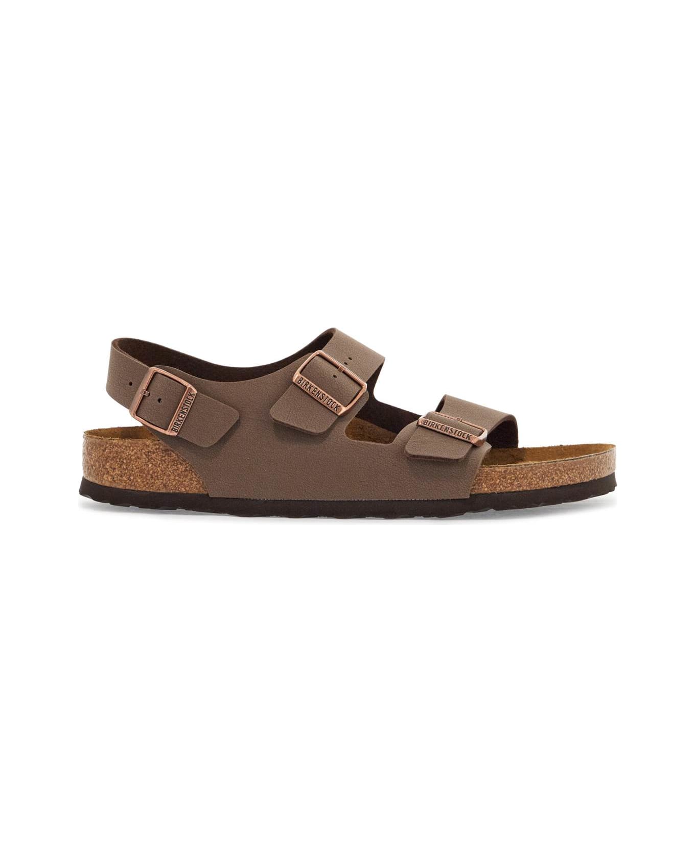 Birkenstock Birkoflor Mocca Sandals With Cork Sole And Adjustable Straps Milano - Marrone