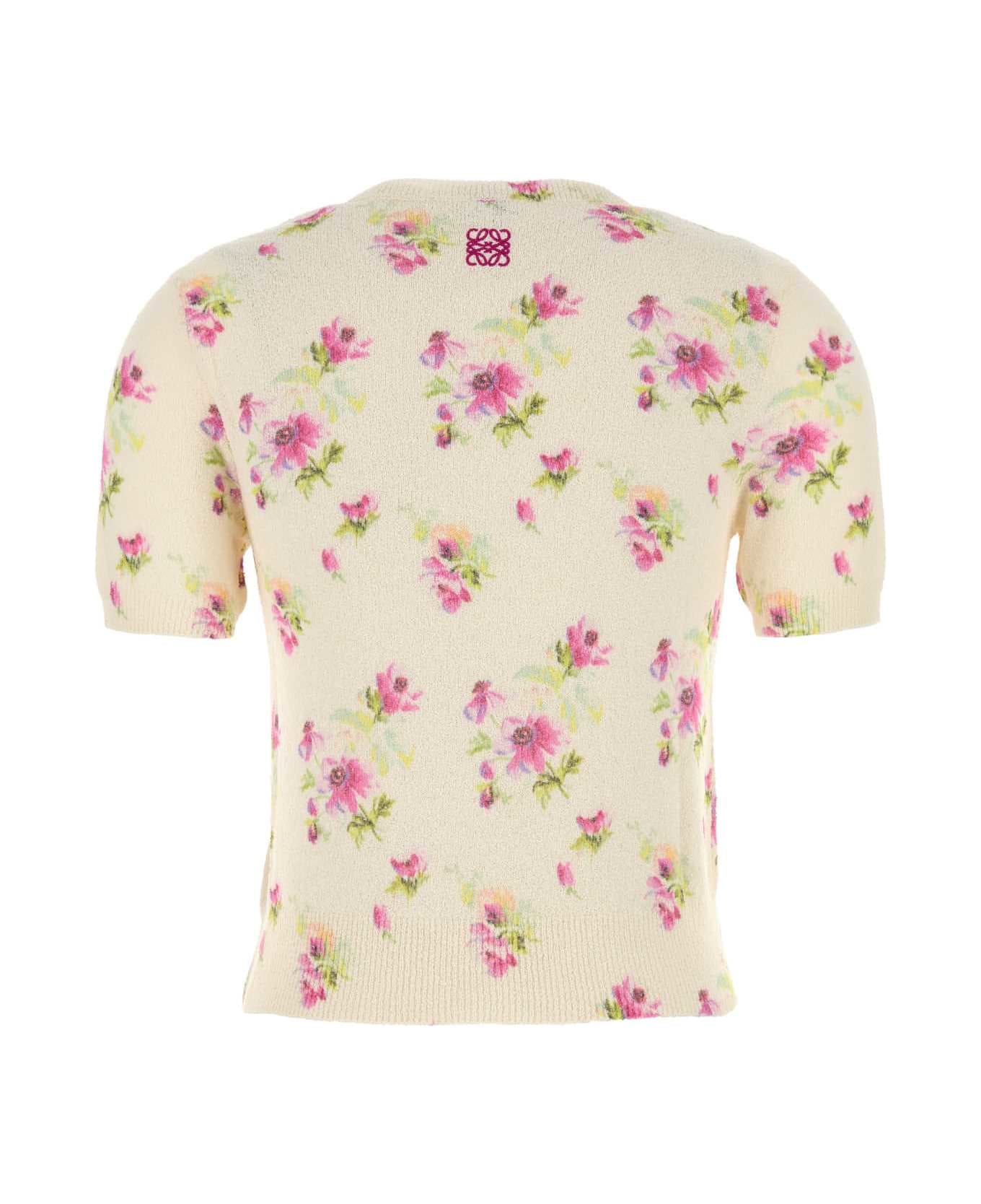 Loewe Embroidered Cotton Blend Sweater - WHITEPINK