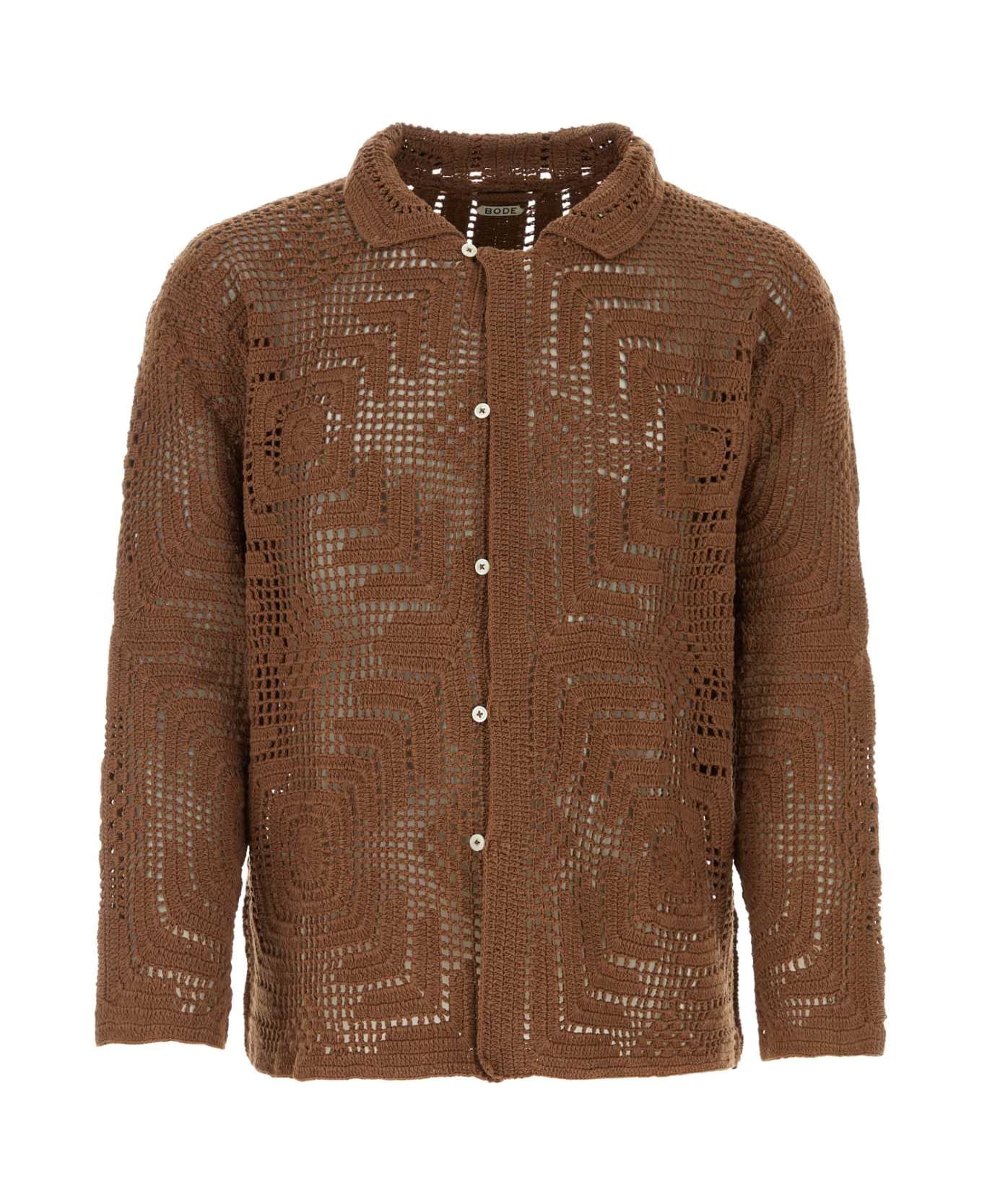 Bode Brown Crochet Shirt - BROWN
