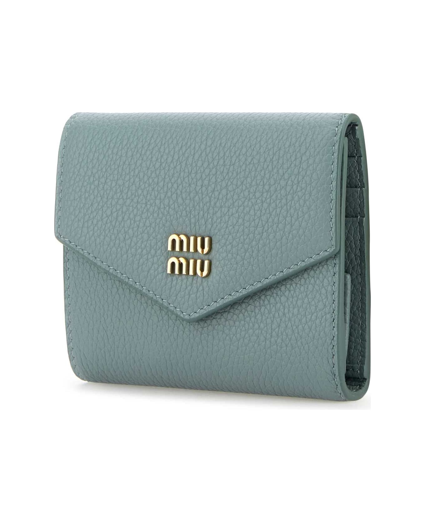 Miu Miu Light Blue Leather Wallet - LINFA