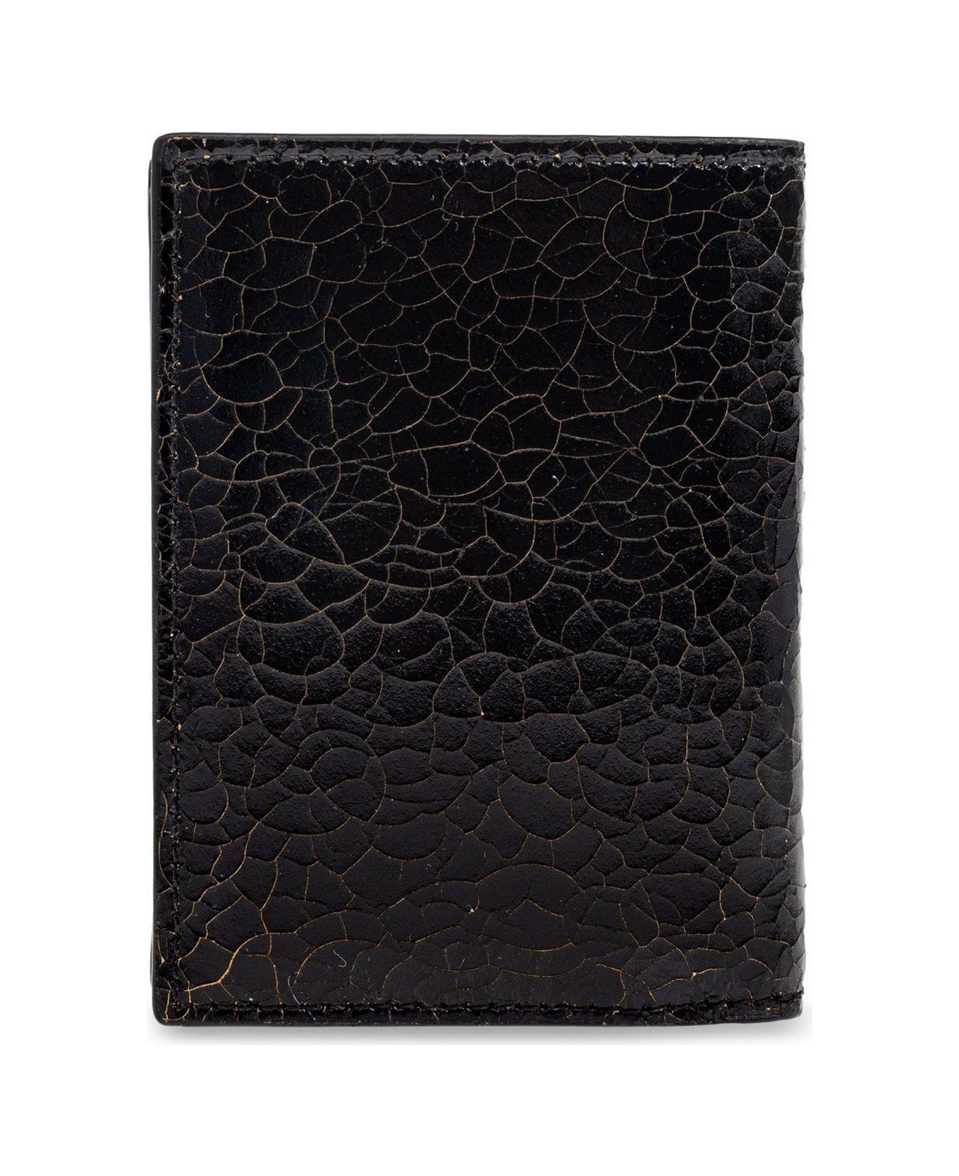 Alexander McQueen Crackled Effect Bi-fold Card Holder - Nero e Beige
