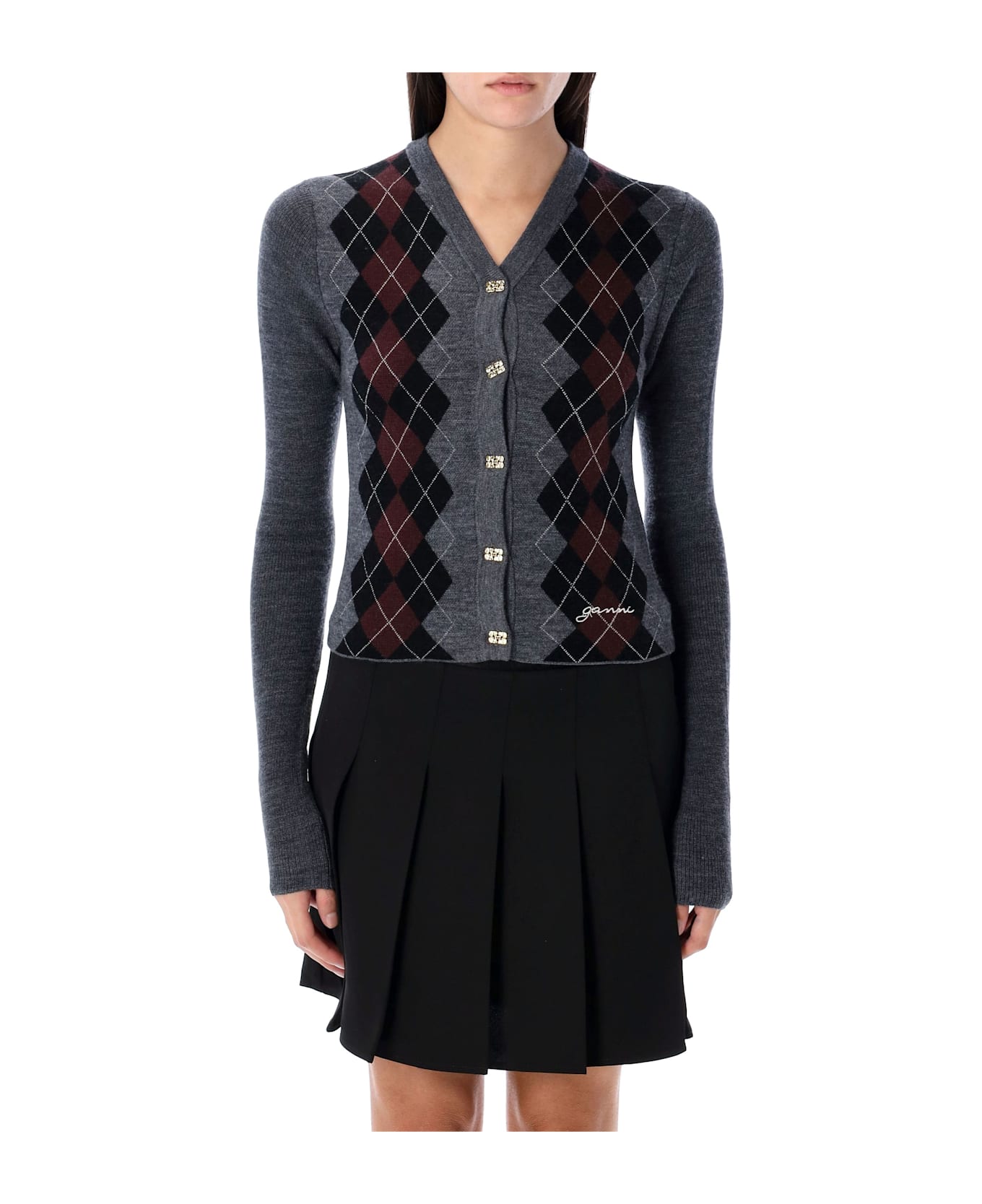 Ganni Merino Cardigan - FROST GRAY