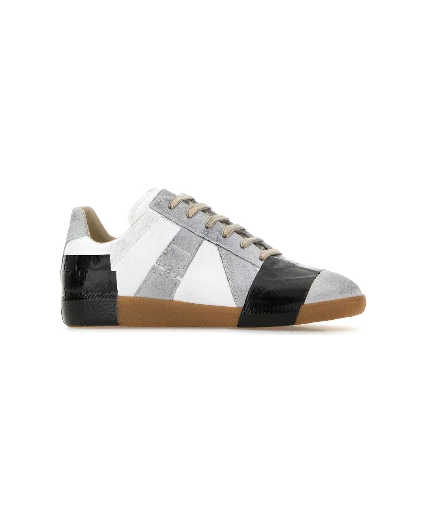Maison Margiela Multicolor Suede And Leather Replica Sneakers - OFFWHITEBLACK