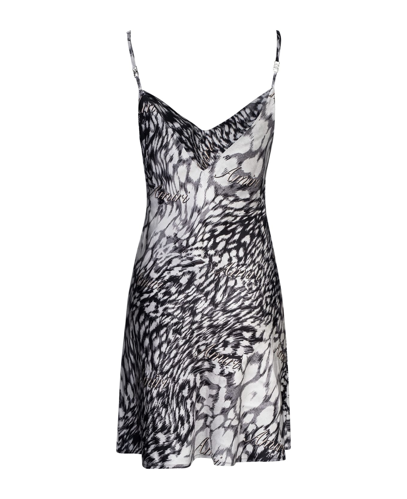 AMIRI Leopard Mini Slip Dress - Grey