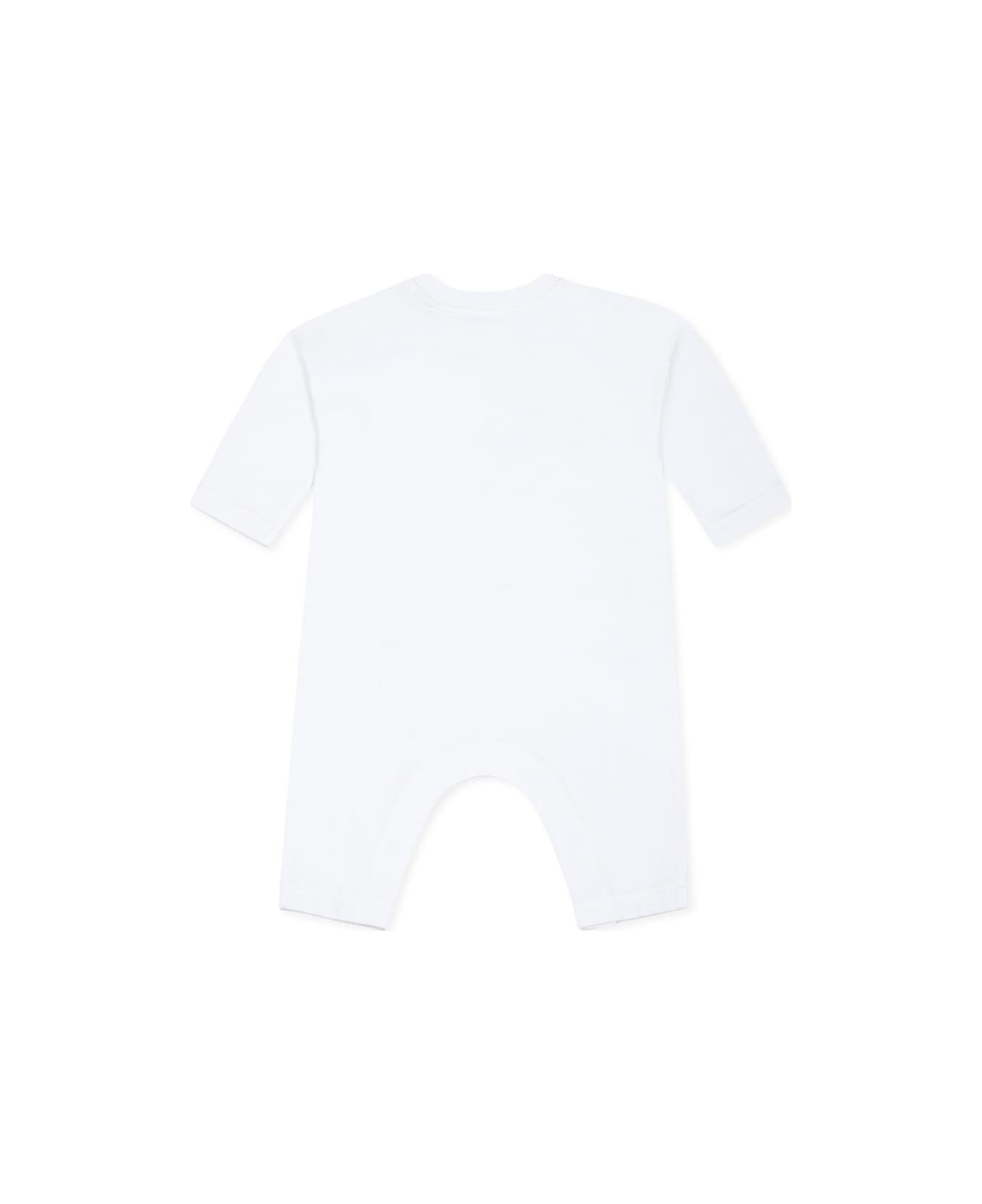 Burberry White Babygrow Set For Babykids With Bear - White