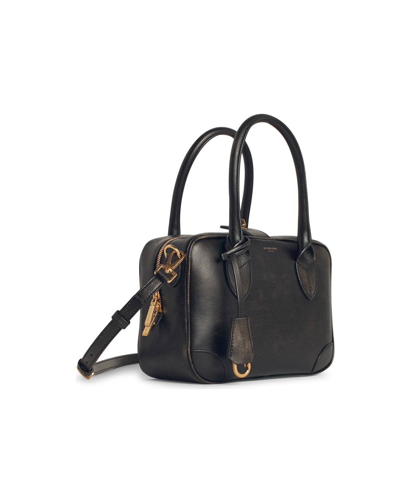 Golden Goose Black Leather Top Case - Black