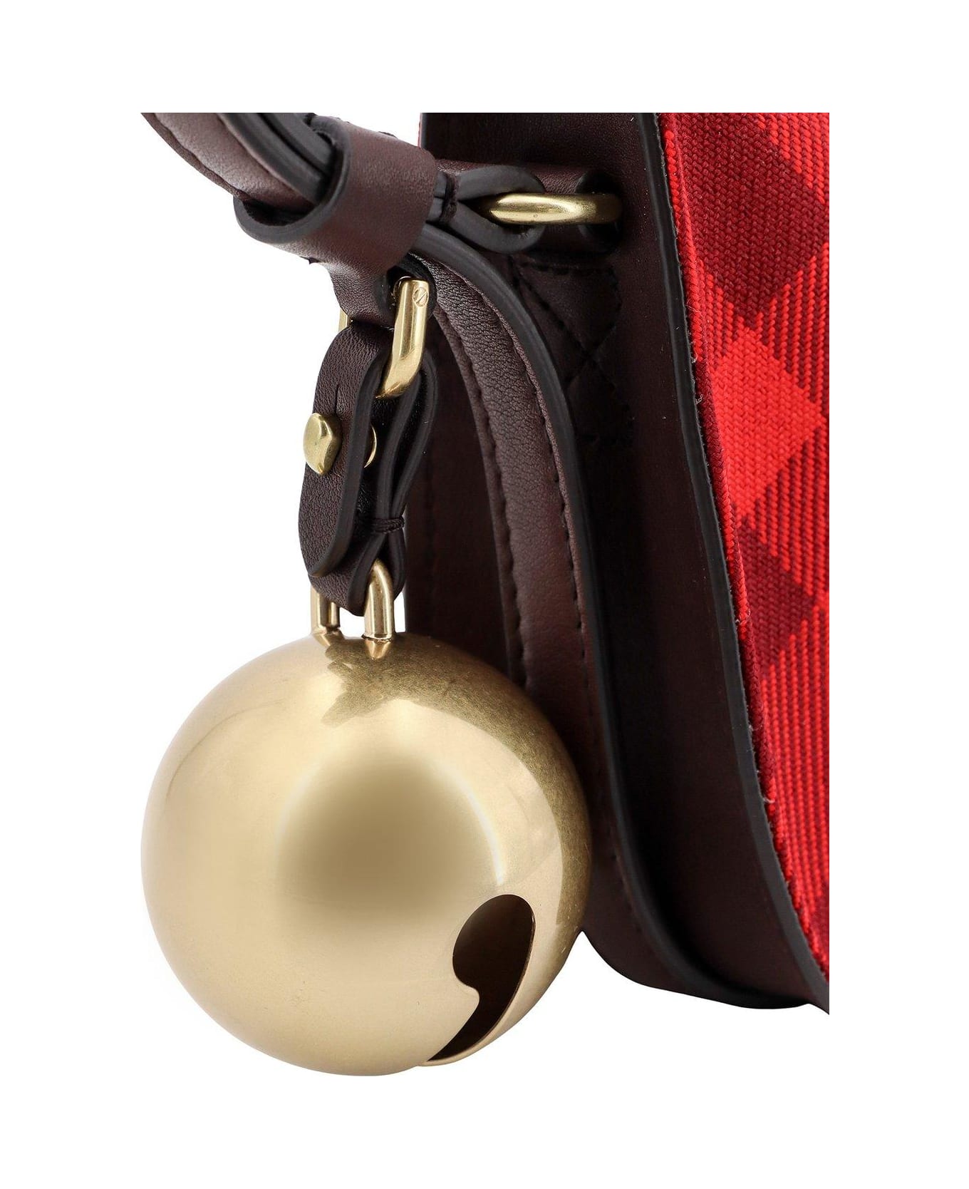 Burberry Mini Shield Check-pattern Bell-charm Shoulder Bag - Red