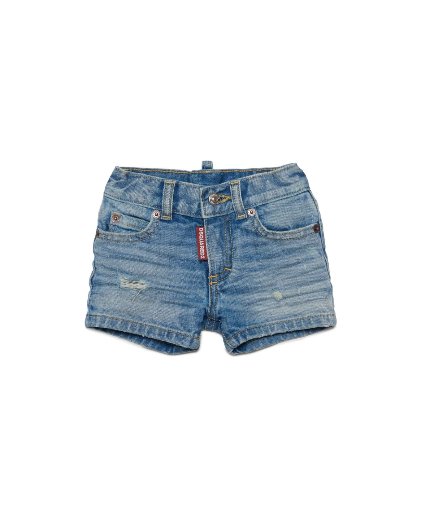 Dsquared2 Shorts Denim Con Strappi - Blue