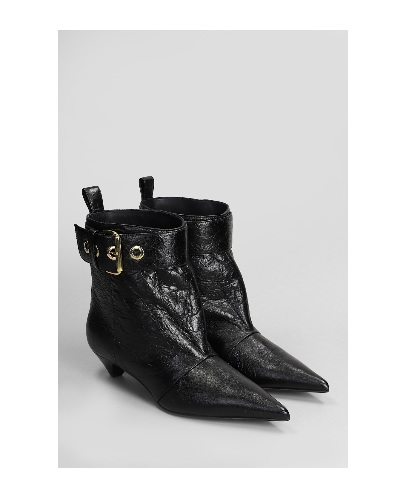 Lella Baldi High Heels Ankle Boots In Black Leather - black