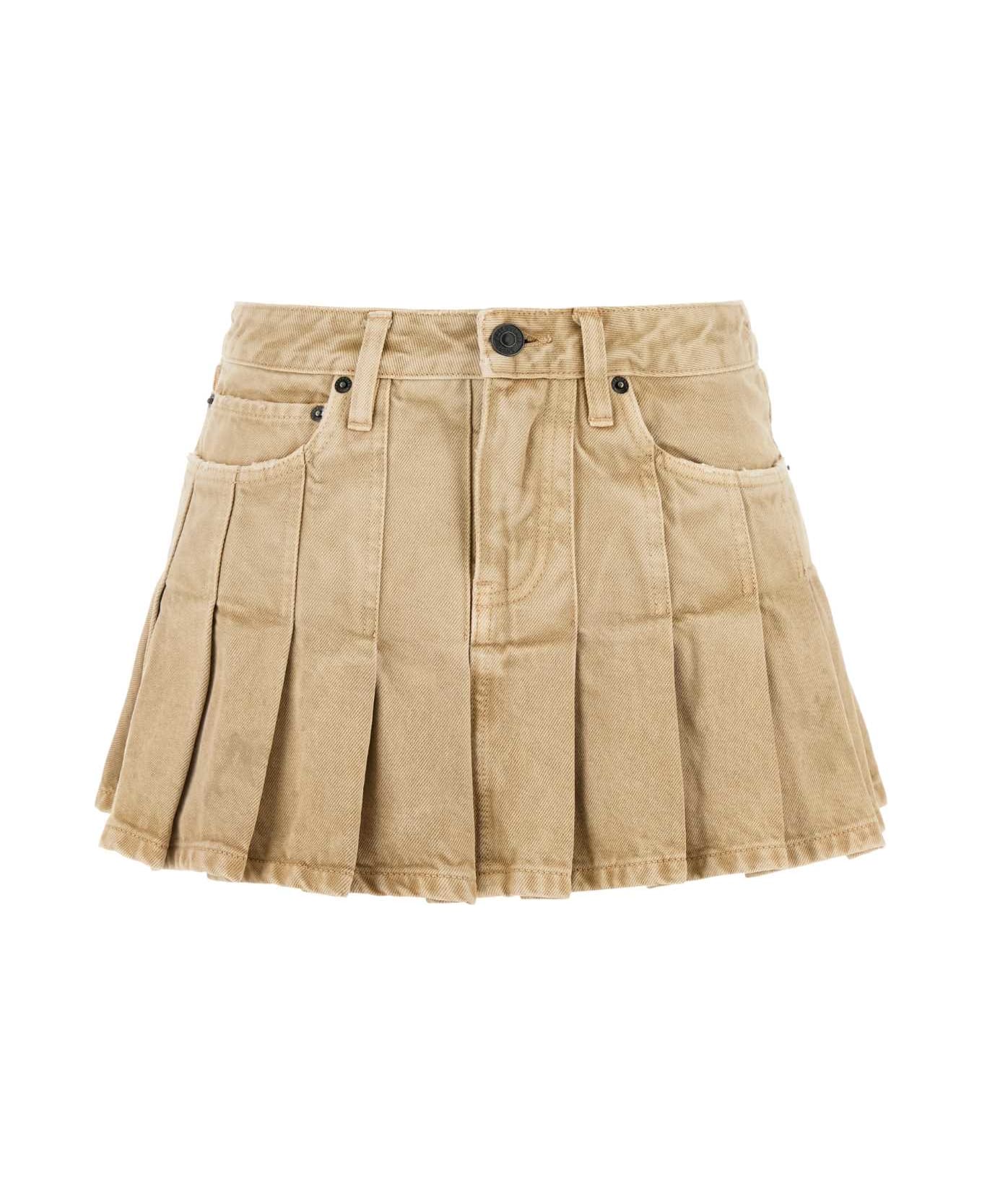 Balenciaga Beige Denim Mini Skirt - BEIGE