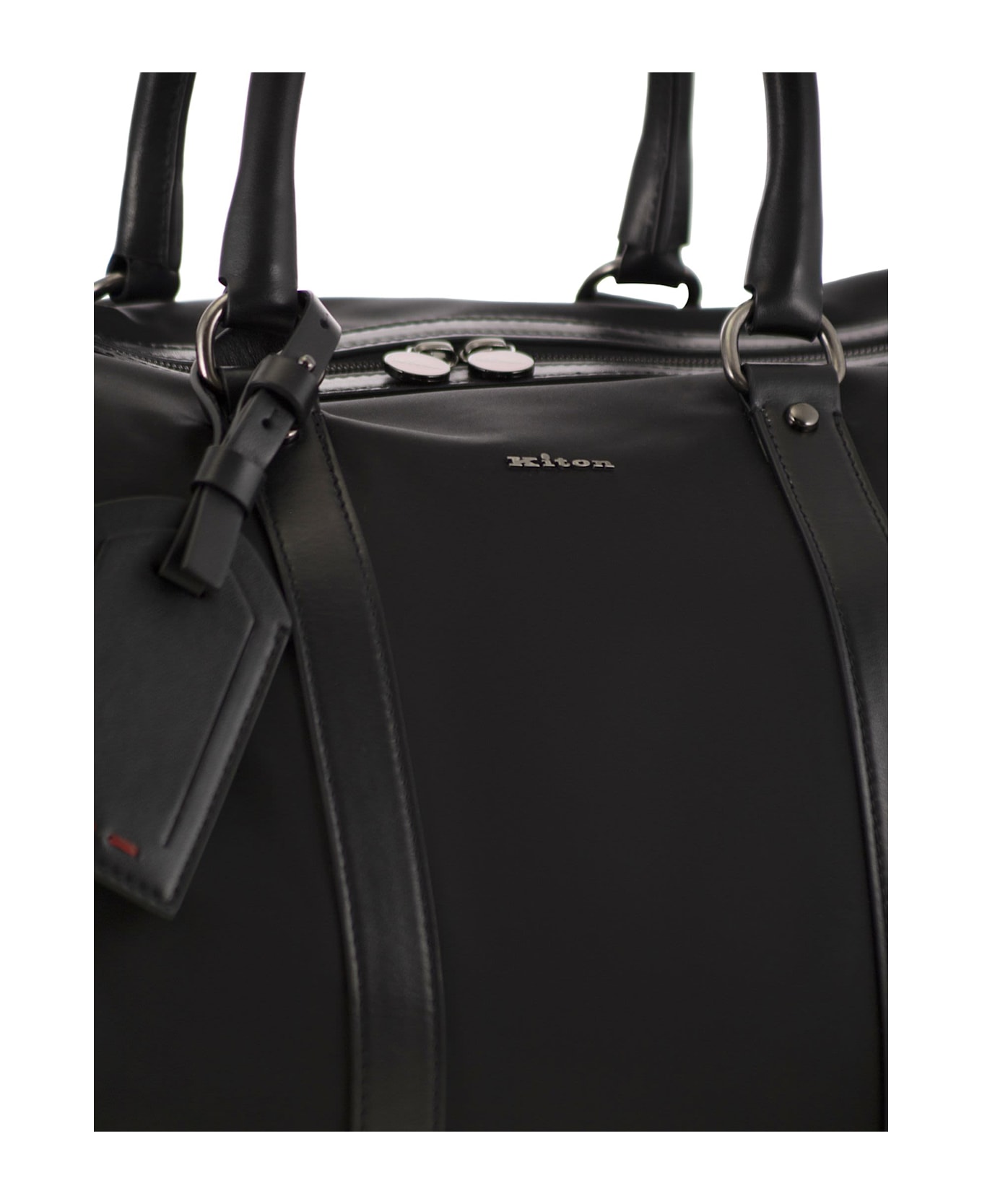 Kiton Duffel Bag With Leather Inserts - Black