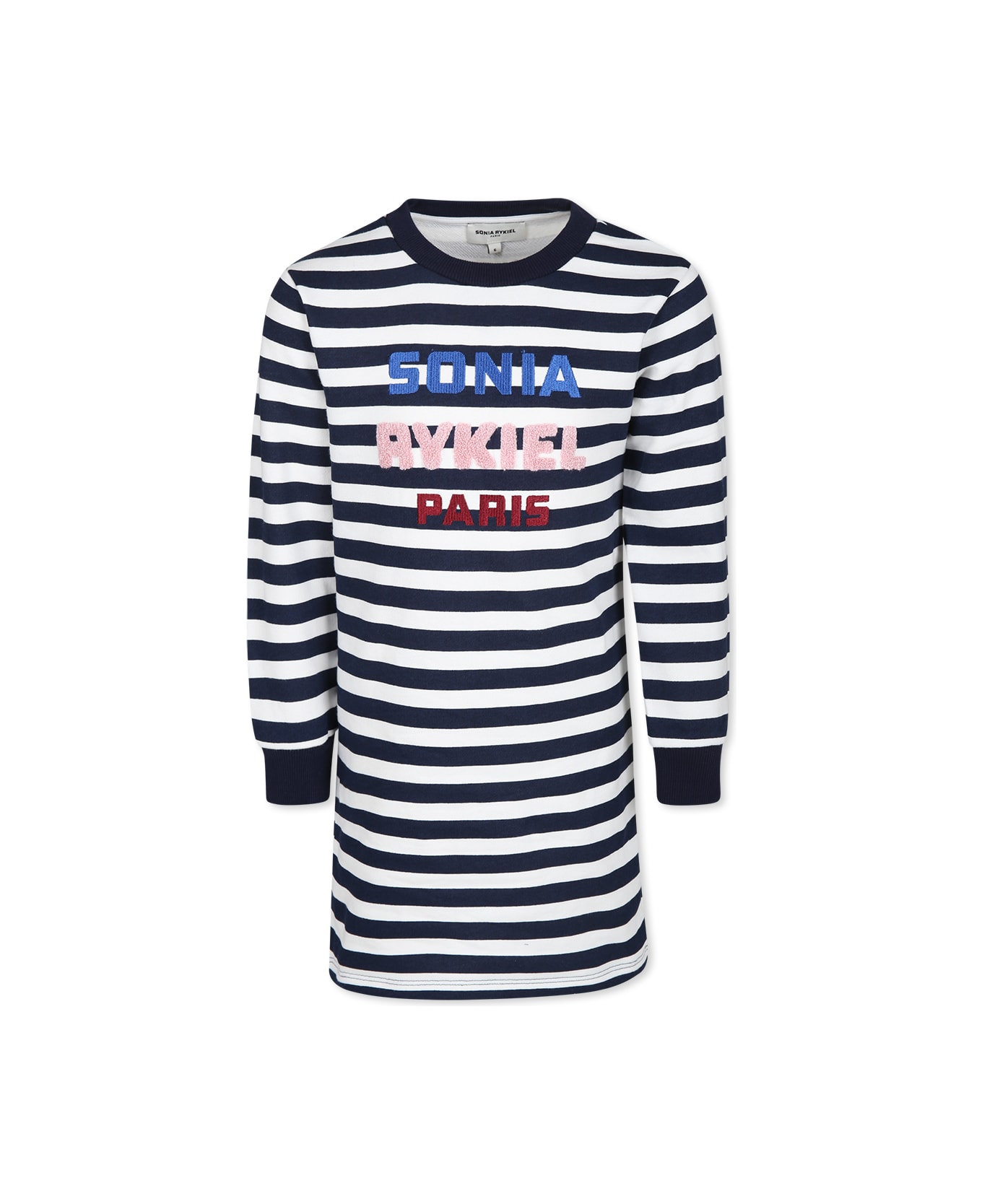 Rykiel Enfant Blue Dress For Girl With Logo - Multicolor