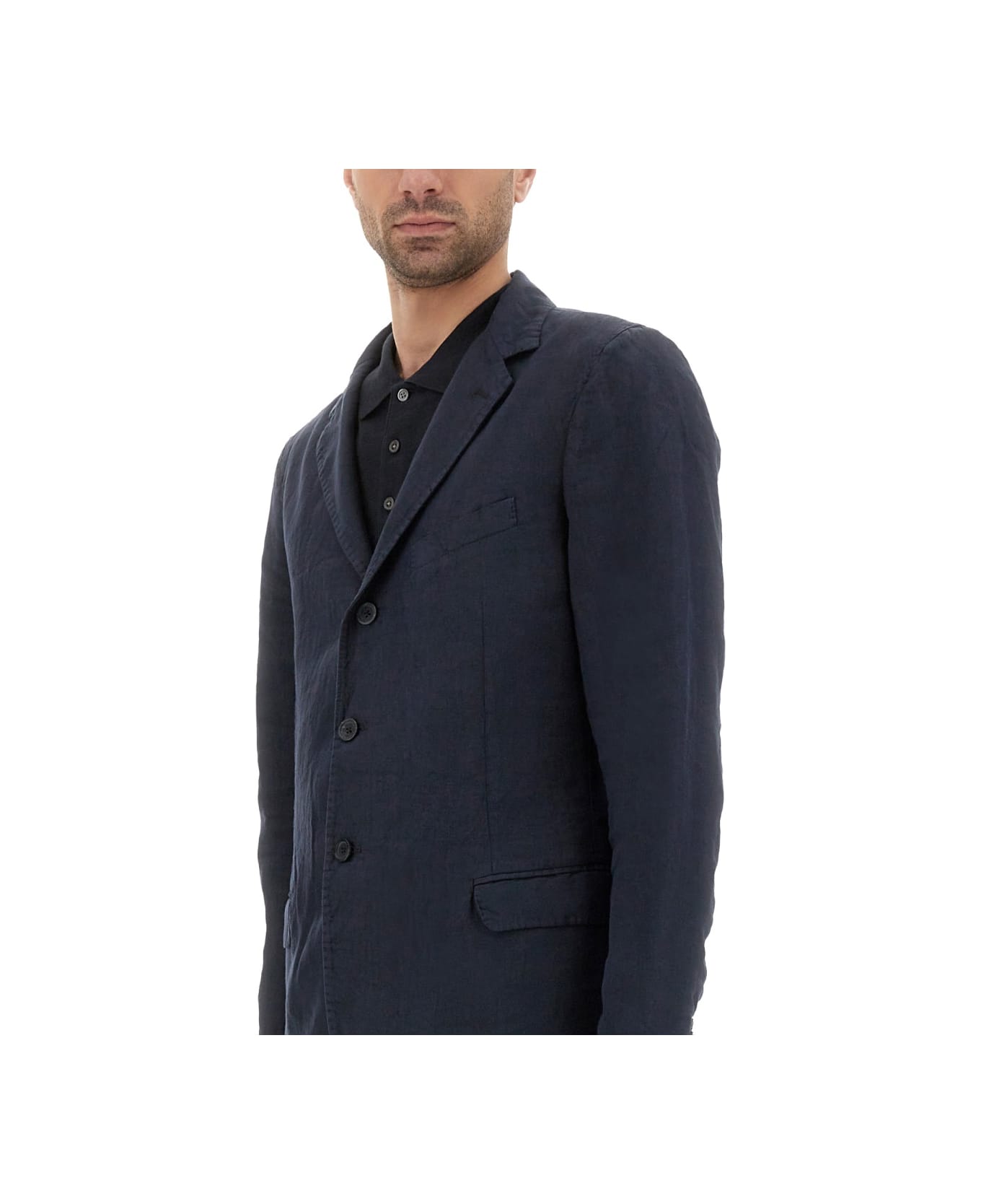 120% Lino Single-breasted Dress - BLUE