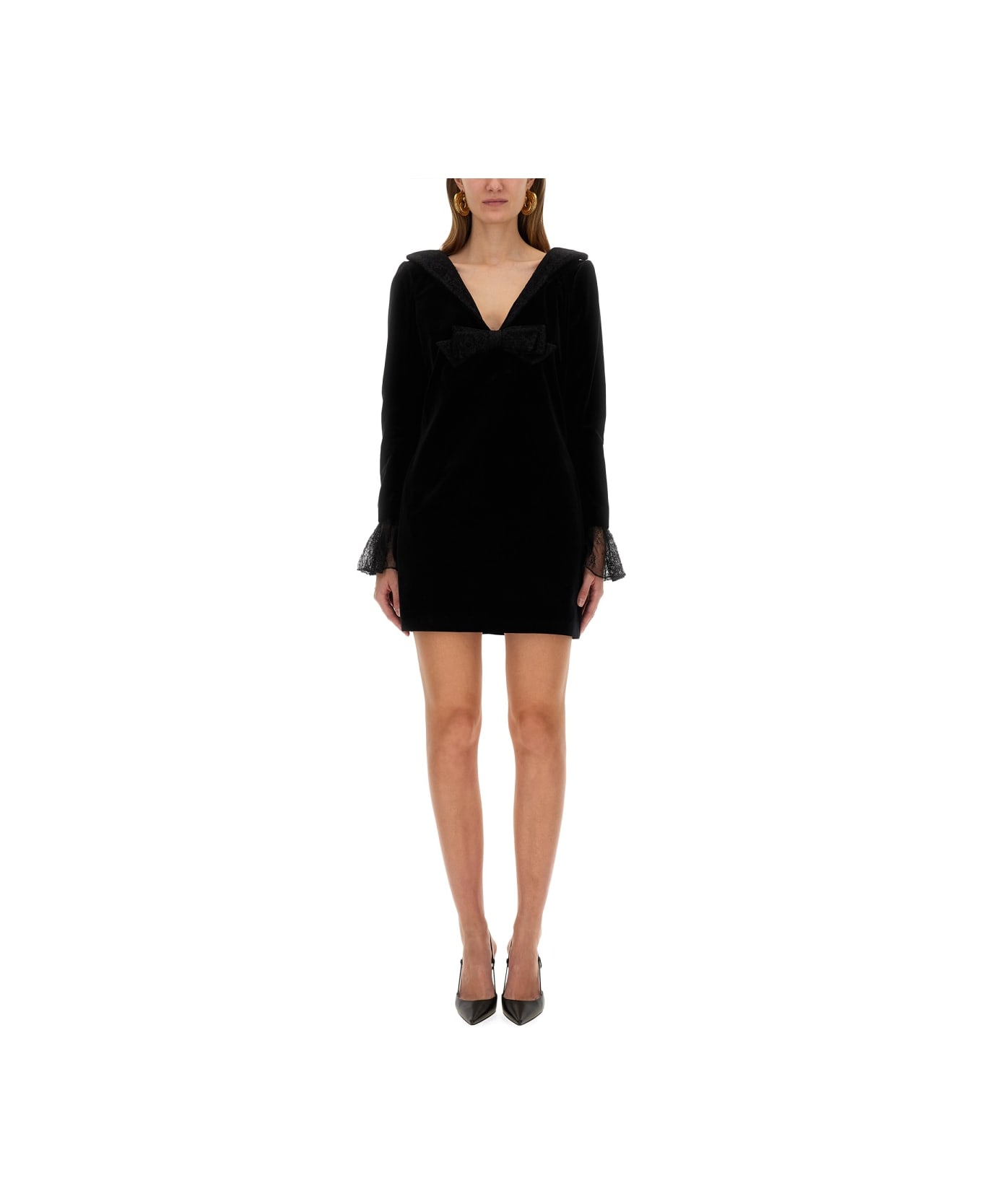 Nina Ricci Mini Dress With Bow - BLACK
