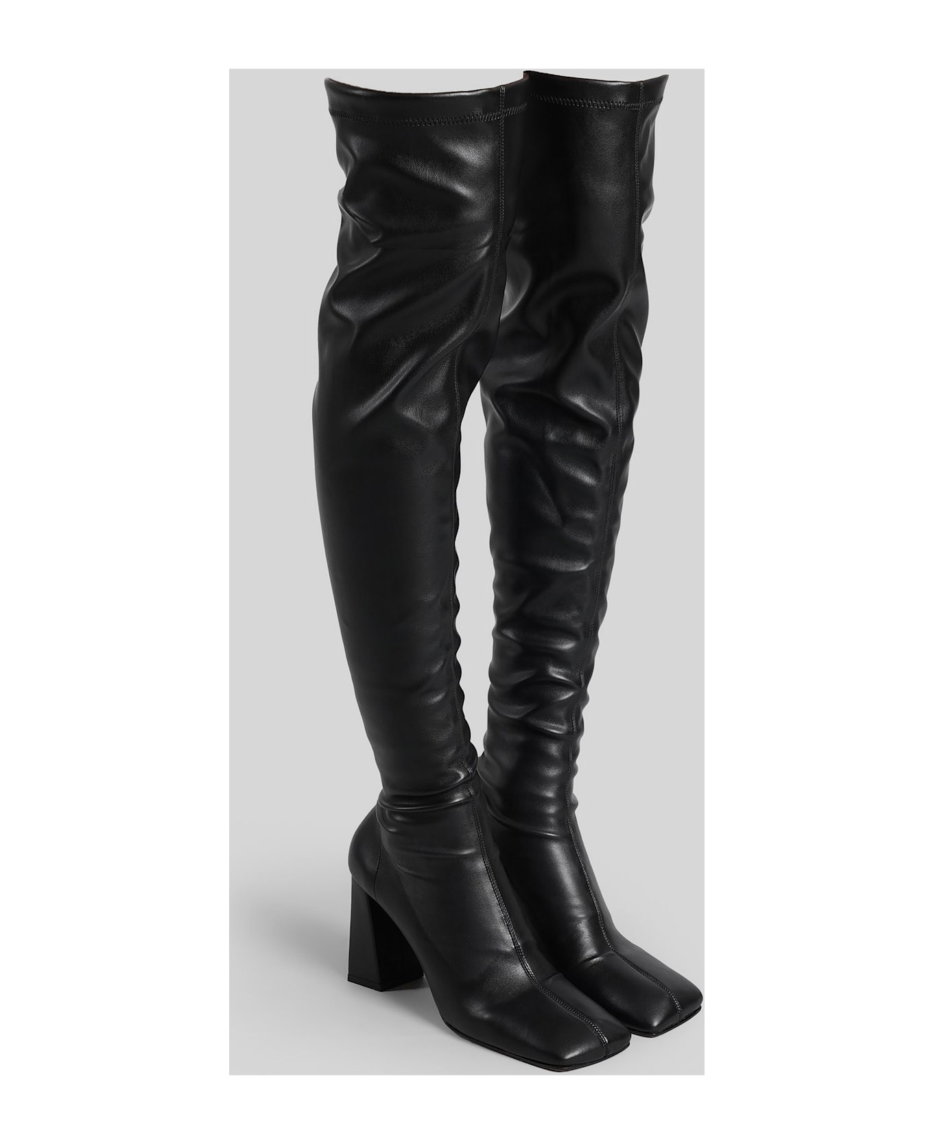 Aldo Castagna Laurene High Heels Boots In Black Leather - black