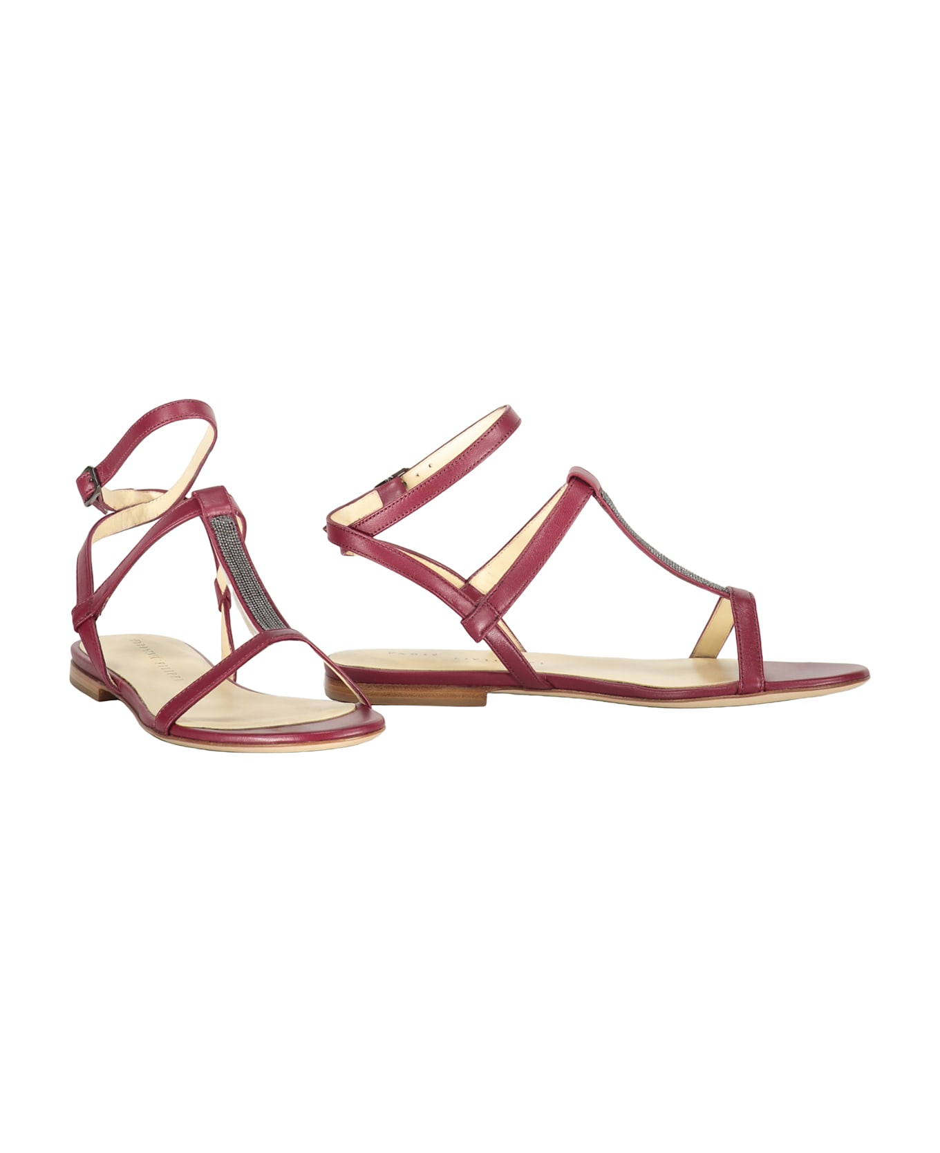 Fabiana Filippi Leather Sandals - Burgundy