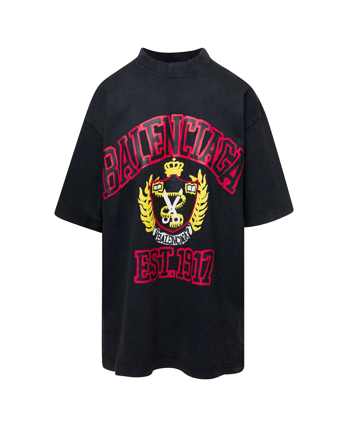 Balenciaga Medium Fit T-shirt Diy College Vintage Jersey - Nero