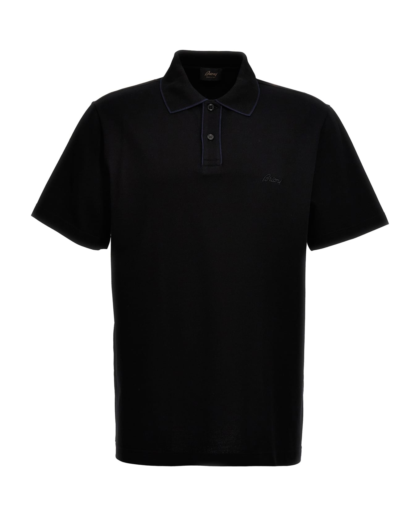 Brioni Logo Embroidery Polo Shirt - Black   ポロシャツ