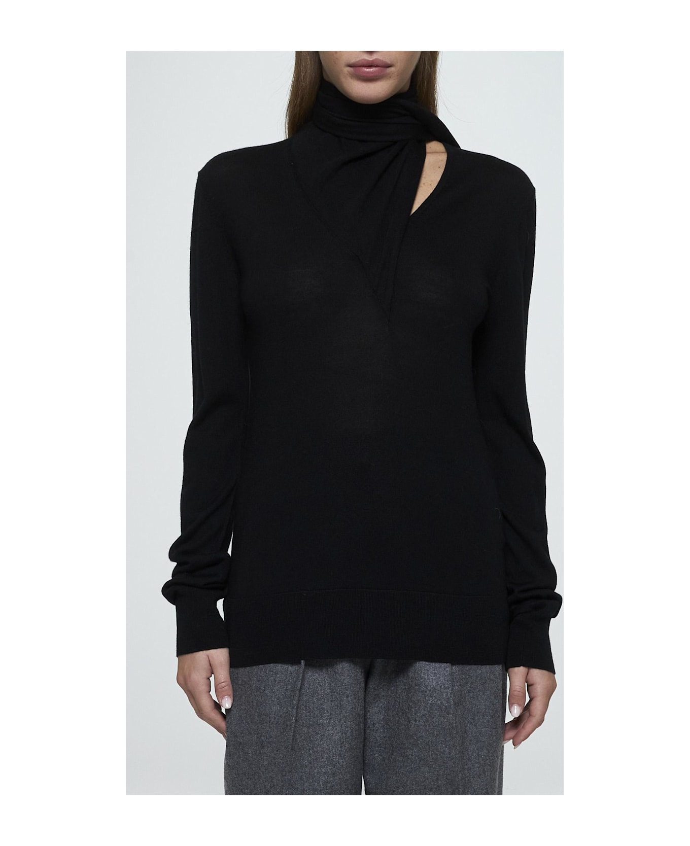 Totême Scarf Wool And Silk Sweater - BLACK