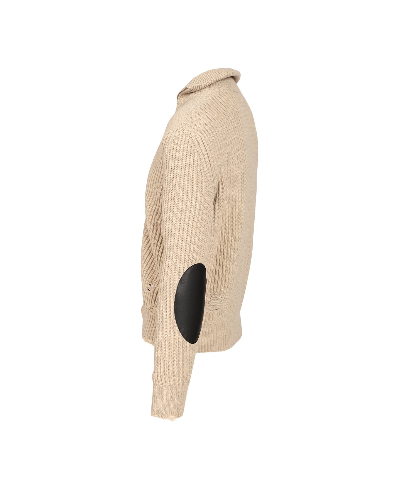 MM6 Maison Margiela Wool Blend Knitted Jacket - Beige