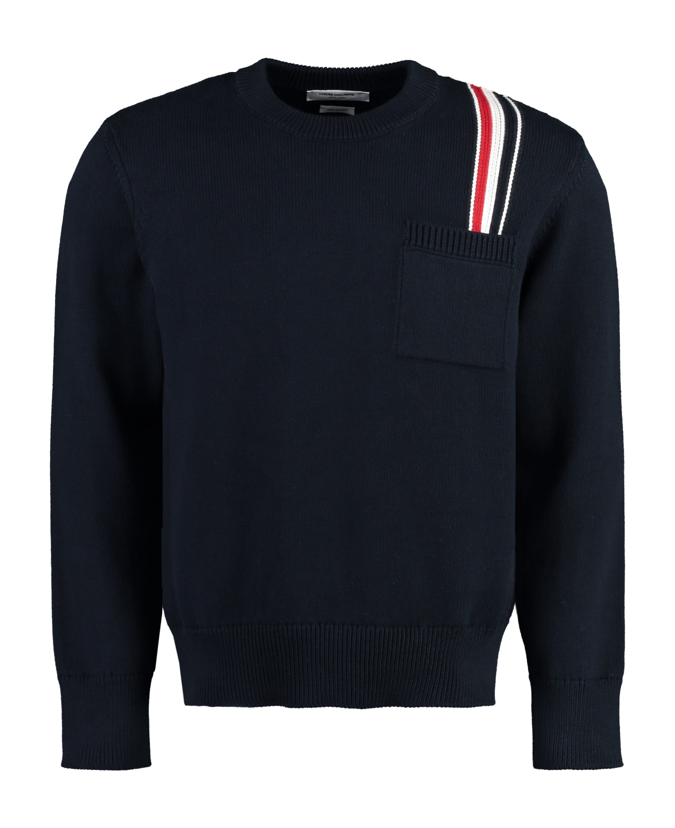 Thom Browne Jersey Stitch Relaxed Fit Crewneck Pullover - Navy