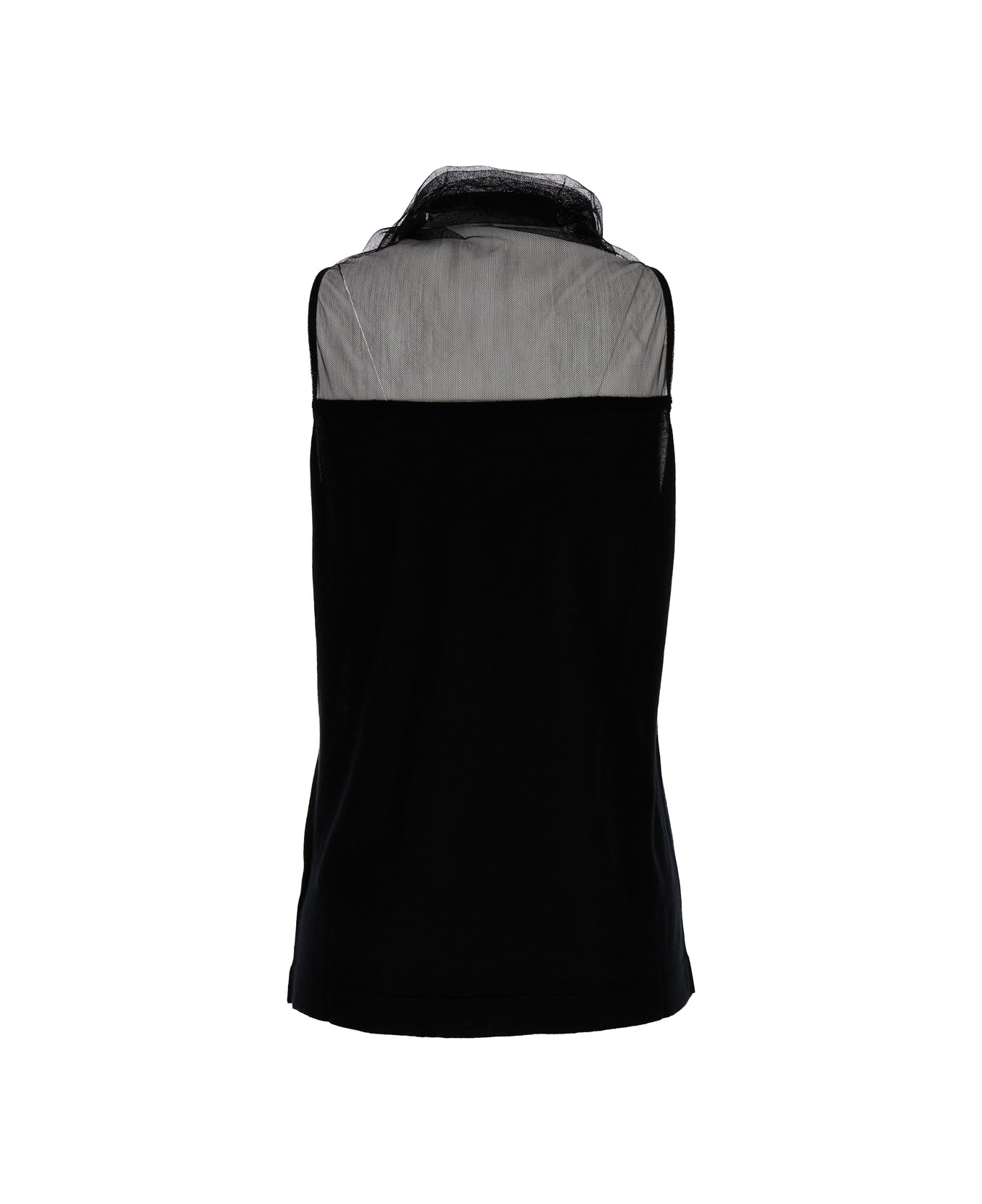 Fabiana Filippi High Neck Black Top In Silk & Cashmere Blend Woman - Black