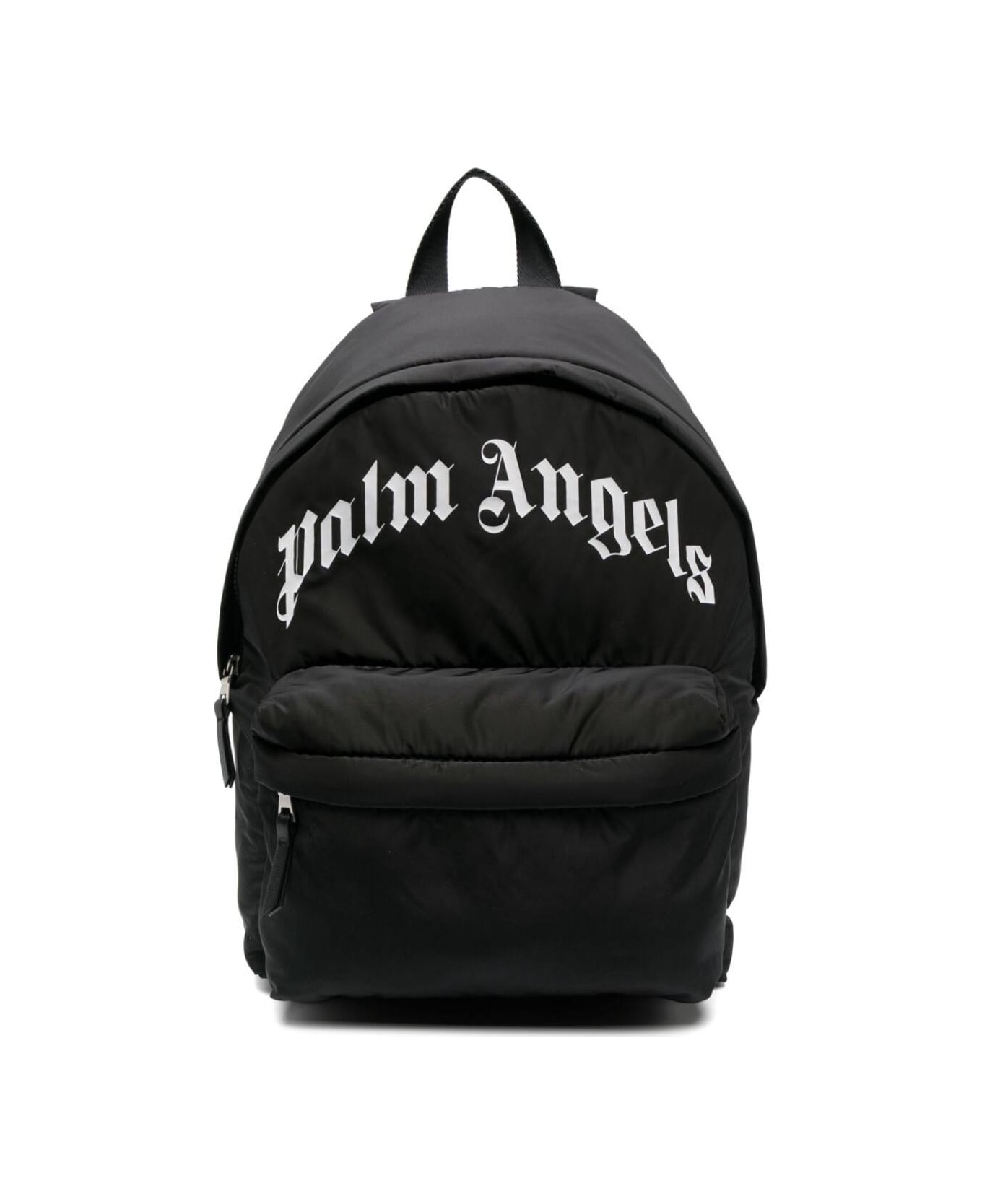 Palm Angels Curved Logo Big Backpack Black White - Black