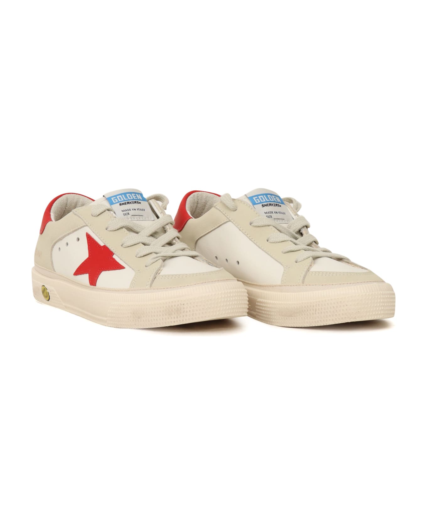 Golden Goose May Leather And Nabuk Upper Leather Star And Heel - WHITE