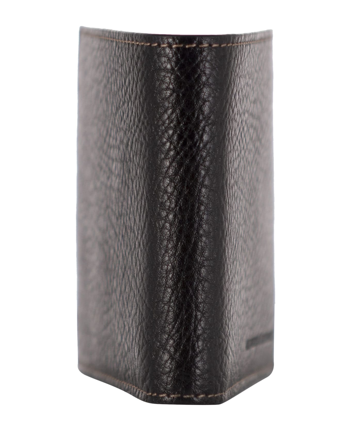 Brunello Cucinelli Leather Wallet With Logo Engraving - Black