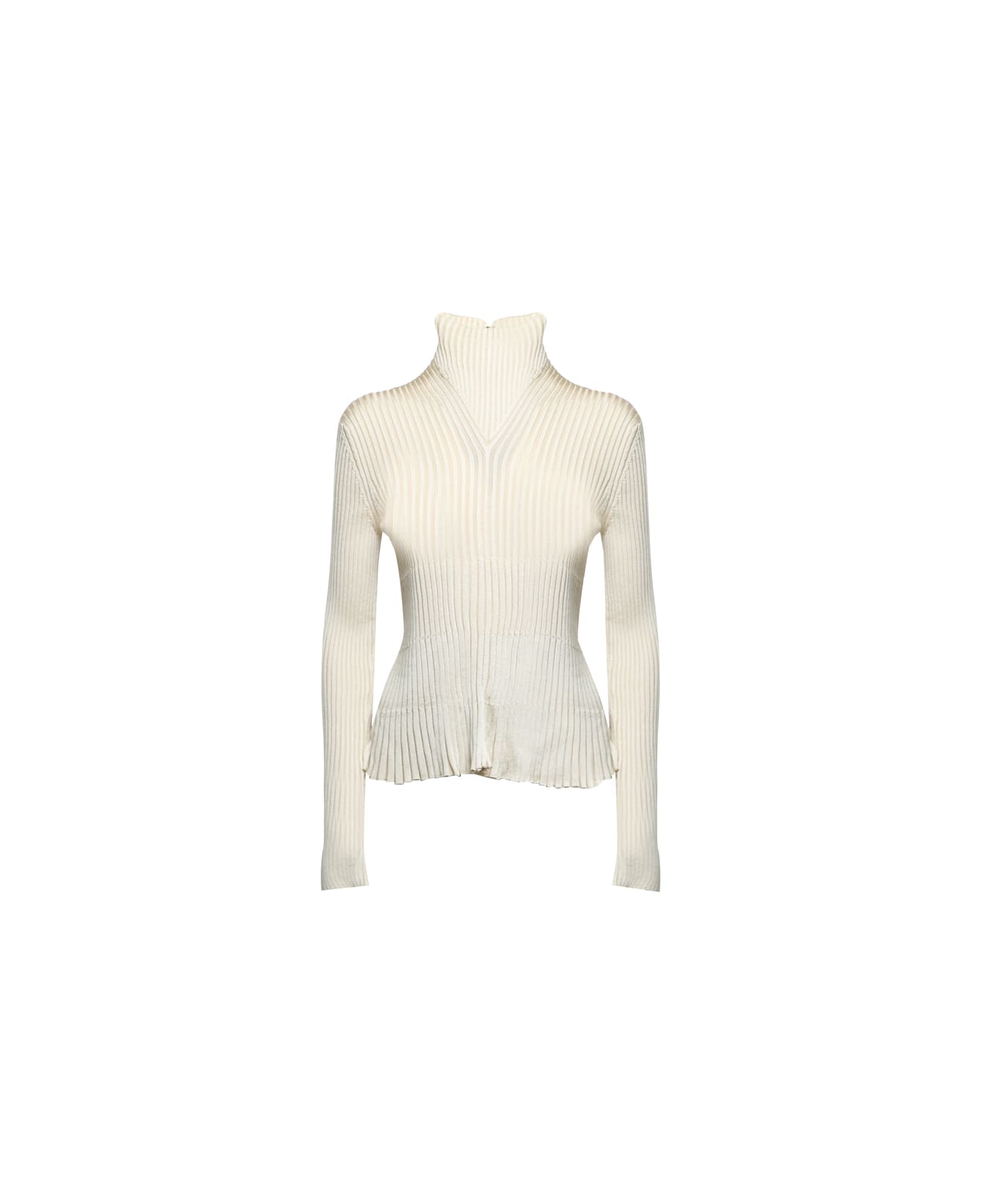 Bottega Veneta Pleated Sweater In Light Viscose - Camomile