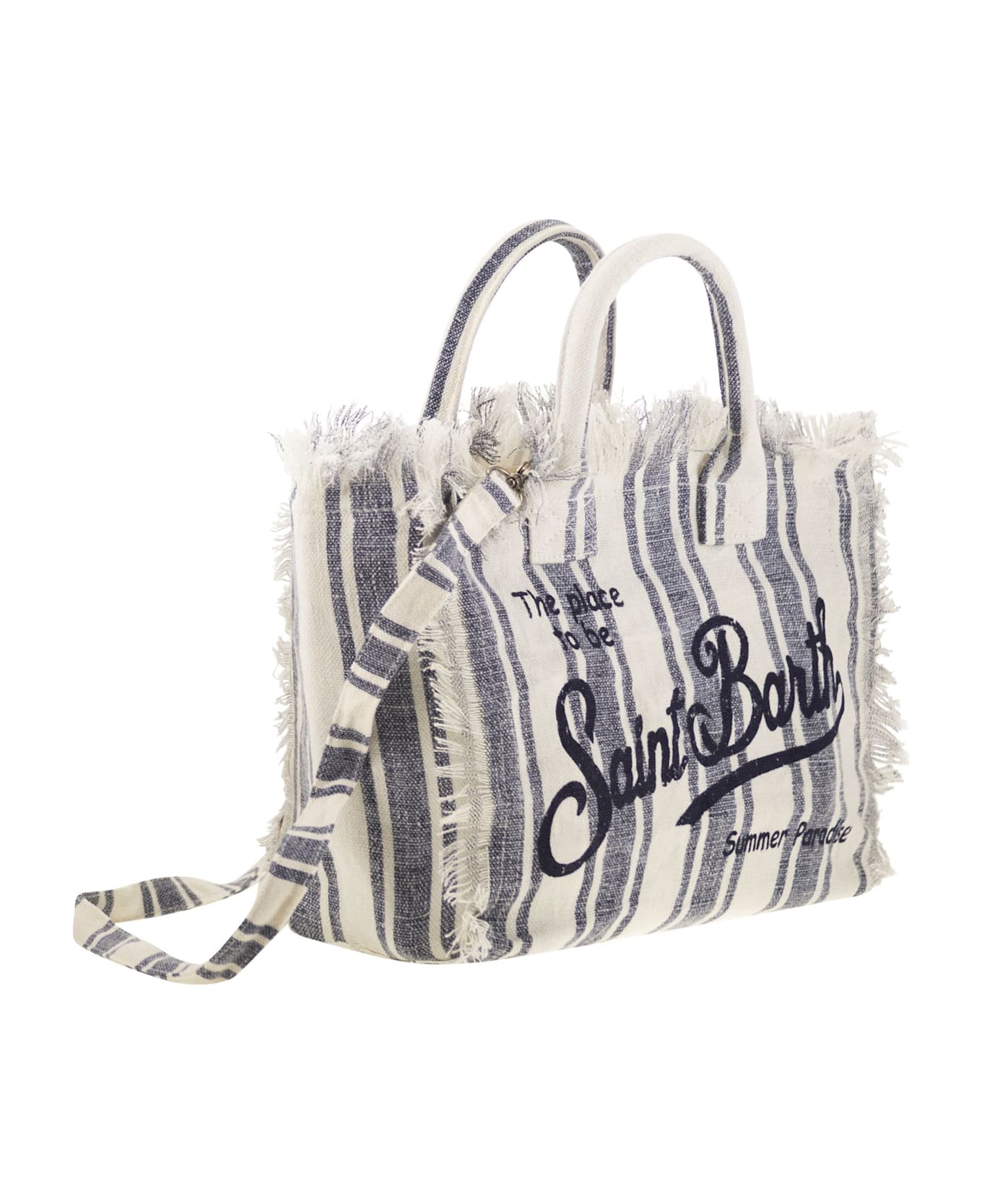 MC2 Saint Barth Colette - Linen Handbag - White/blue