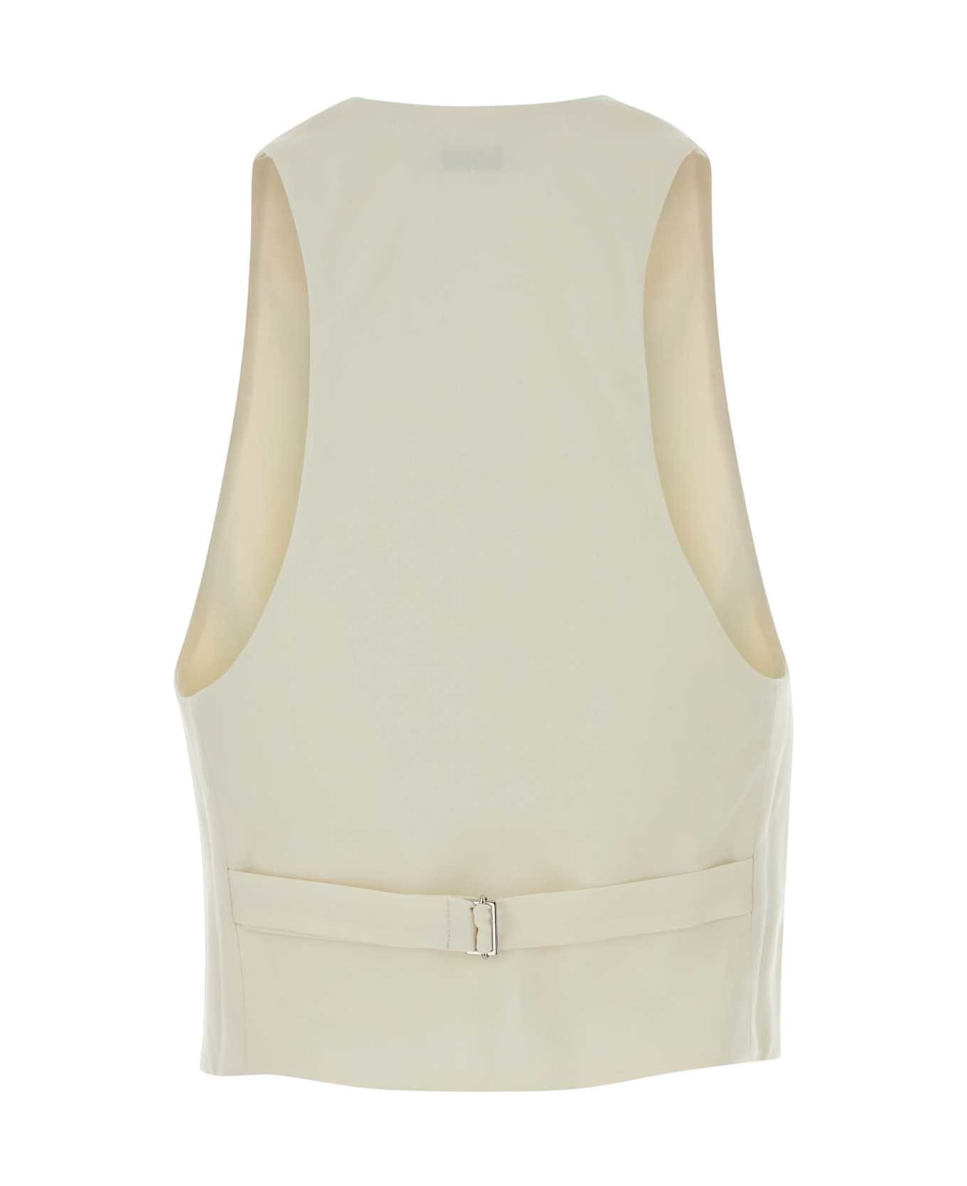 The Andamane Ivory Stretch Gabardine Vest - IVORY