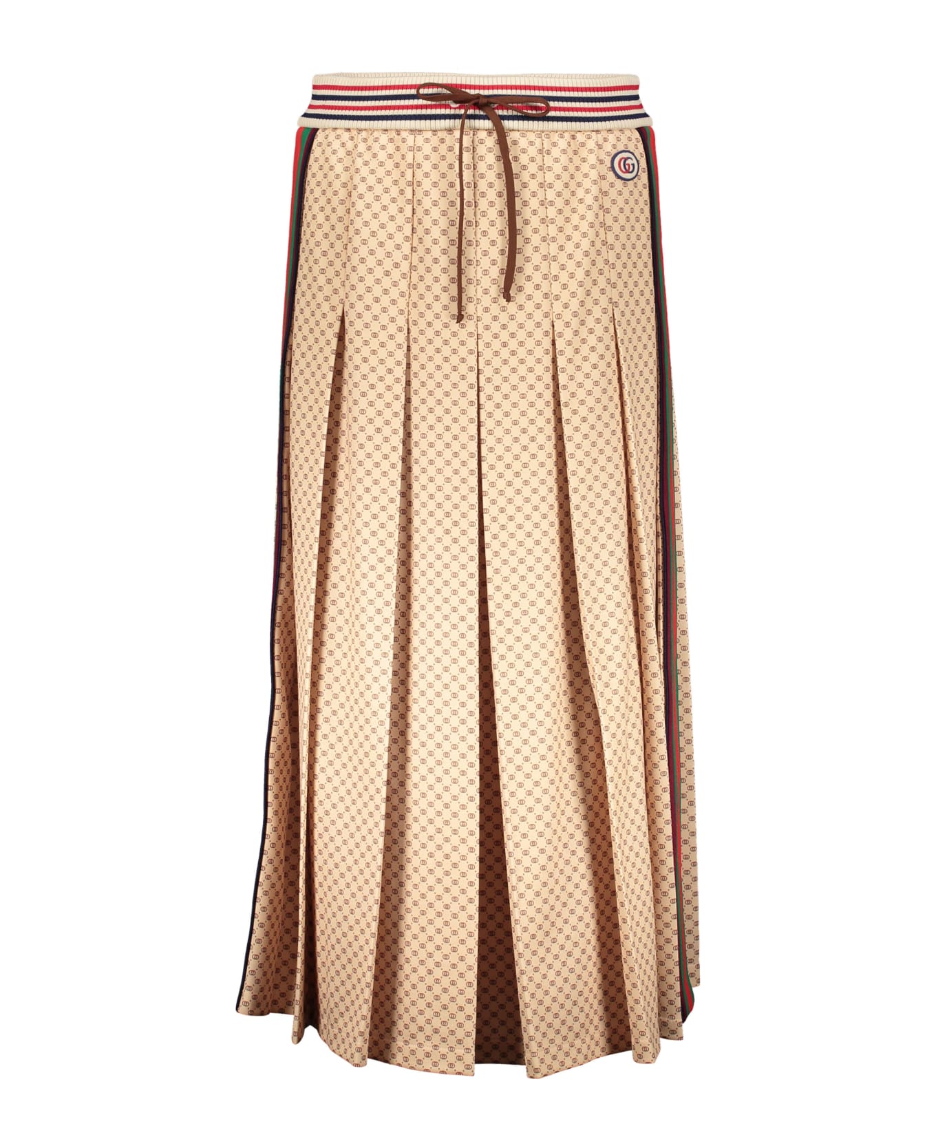 Gucci Printed Pleated Skirt - Beige
