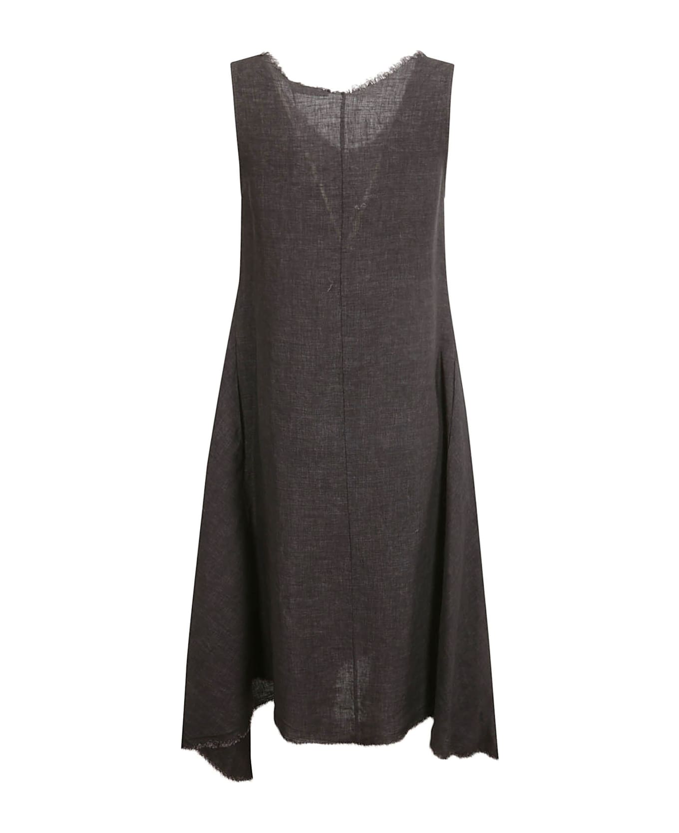 Stefano Mortari Linen Dress With Side Tips - ANTHRACITE