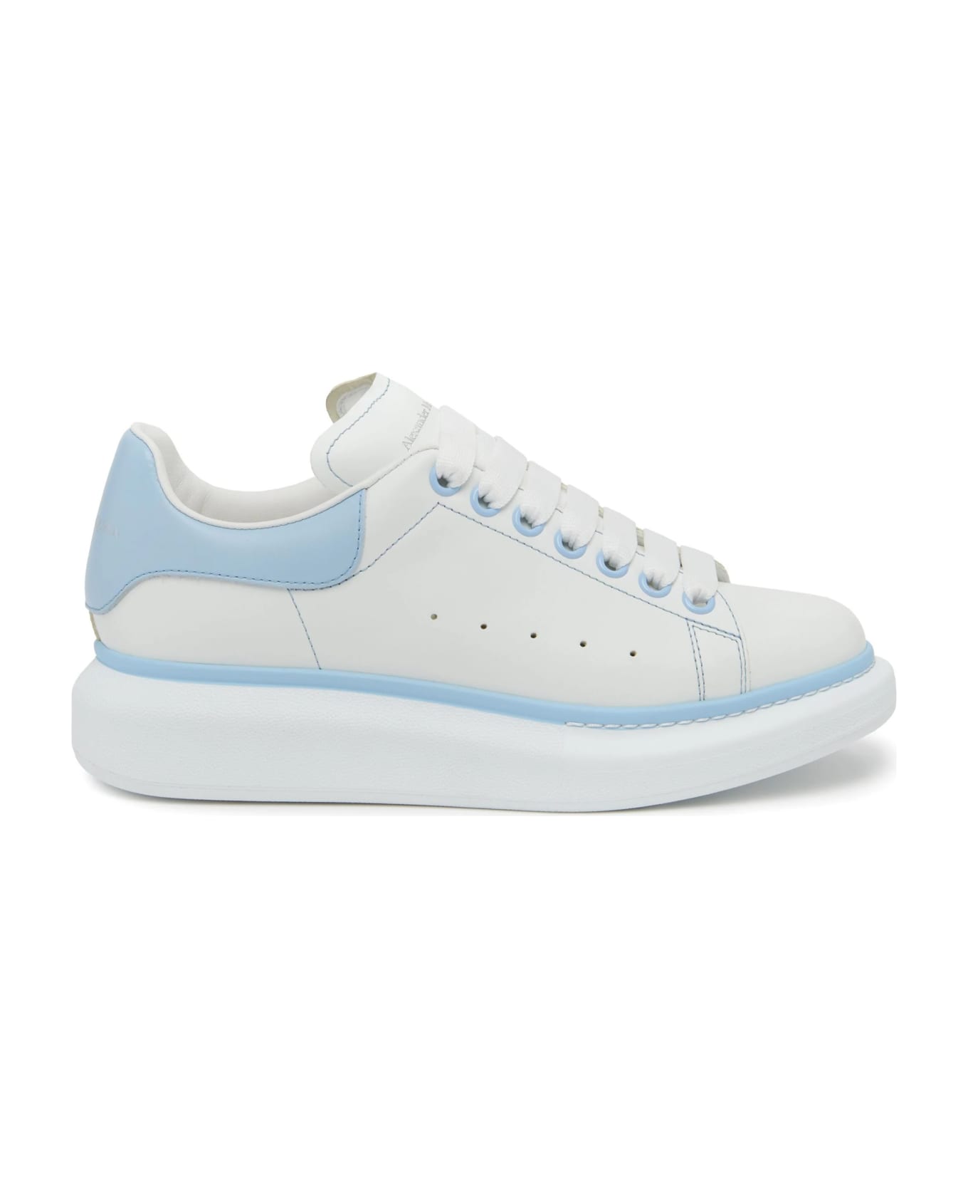 Alexander McQueen White Oversized Sneakers With Powder Blue Details - White