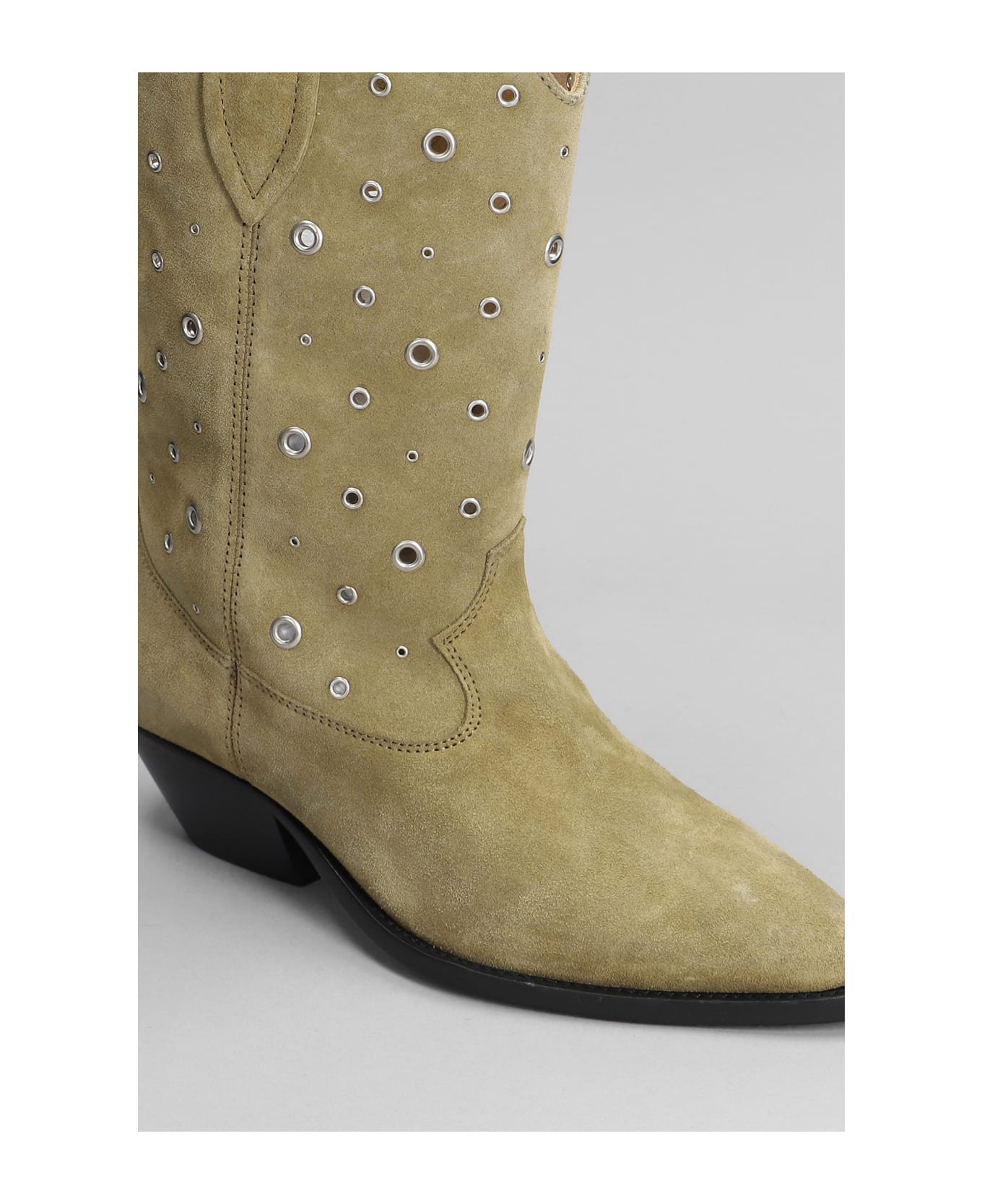 Isabel Marant Western Boots With Studs In Suede - Beige