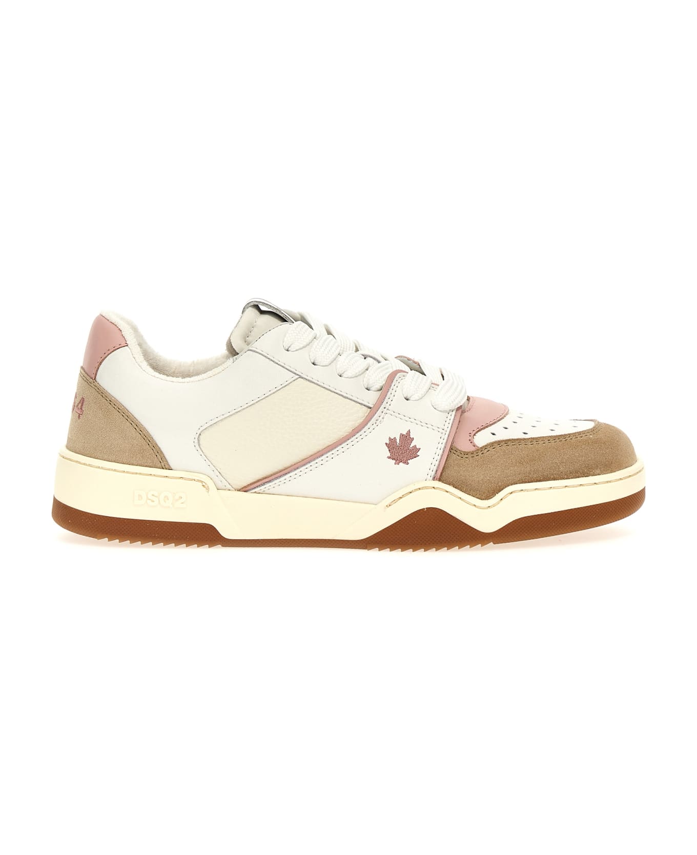 Dsquared2 Leather And Suede Sneakers - WHITE/PINK スニーカー