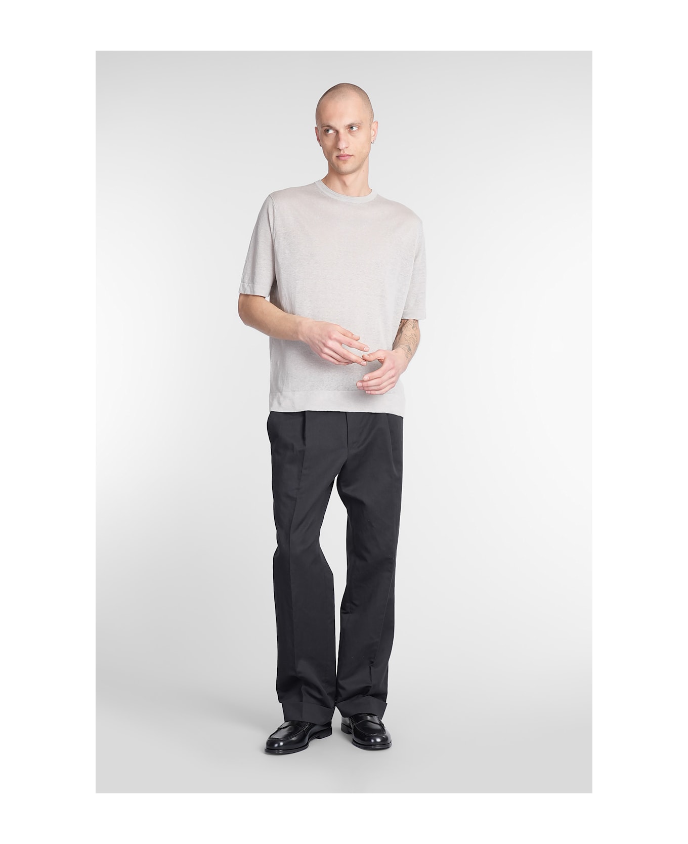 Ballantyne T-shirt In Grey Linen - grey