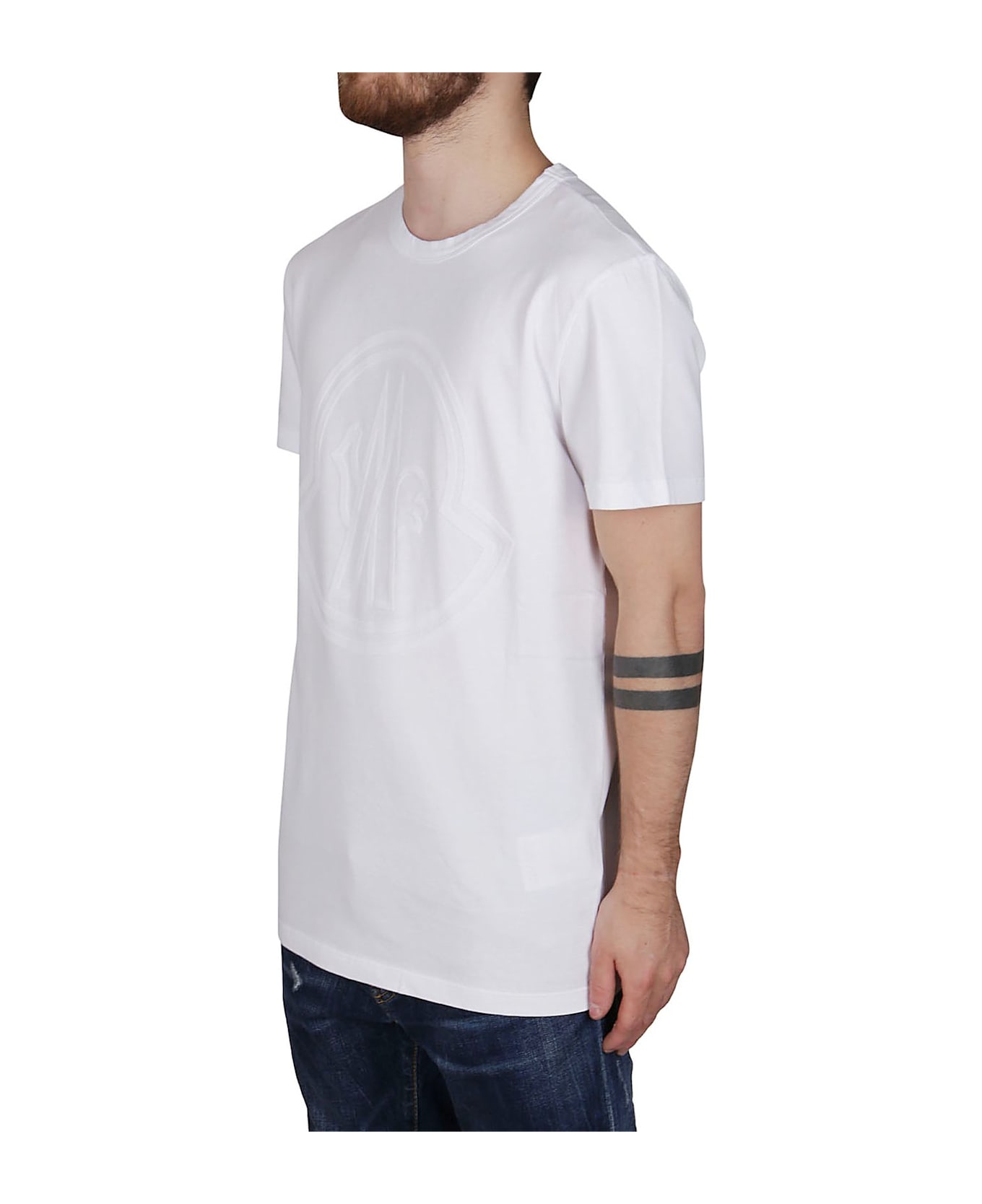 Moncler Flocked Logo Crewneck T-shirt - WHITE