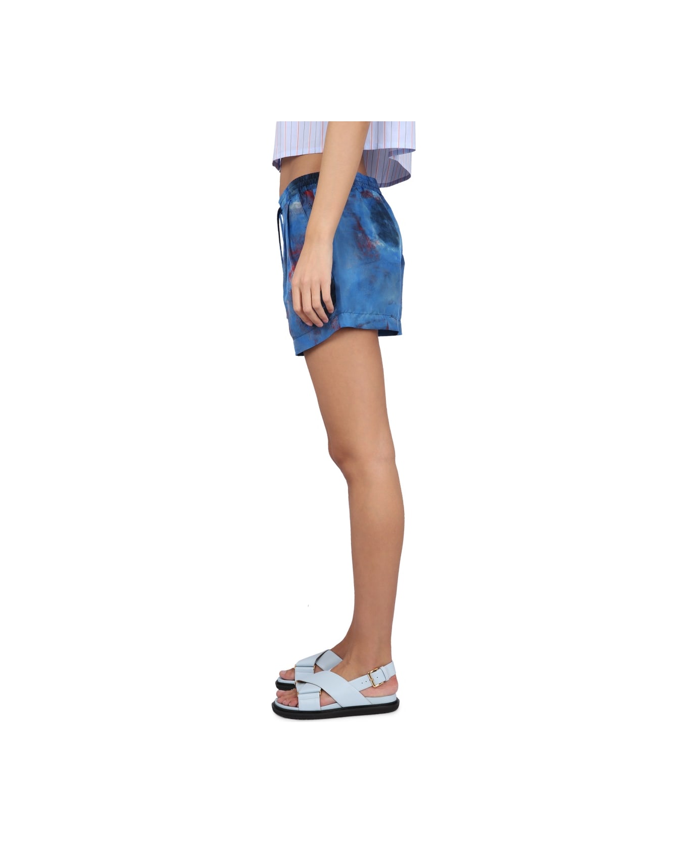 Marni Shorts With Blue Hole Print - Blu