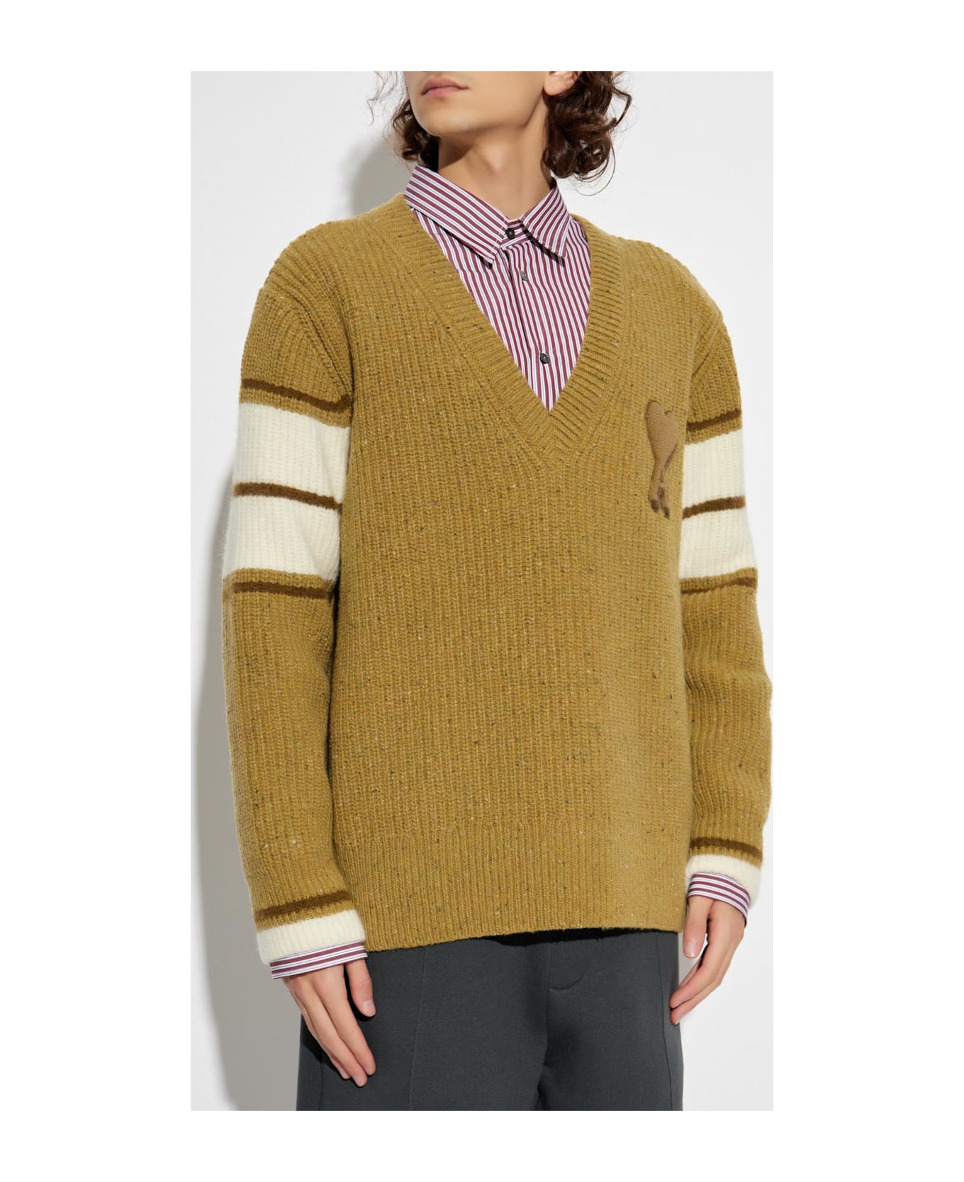 Ami Alexandre Mattiussi Wool Sweater With Logo - GREEN