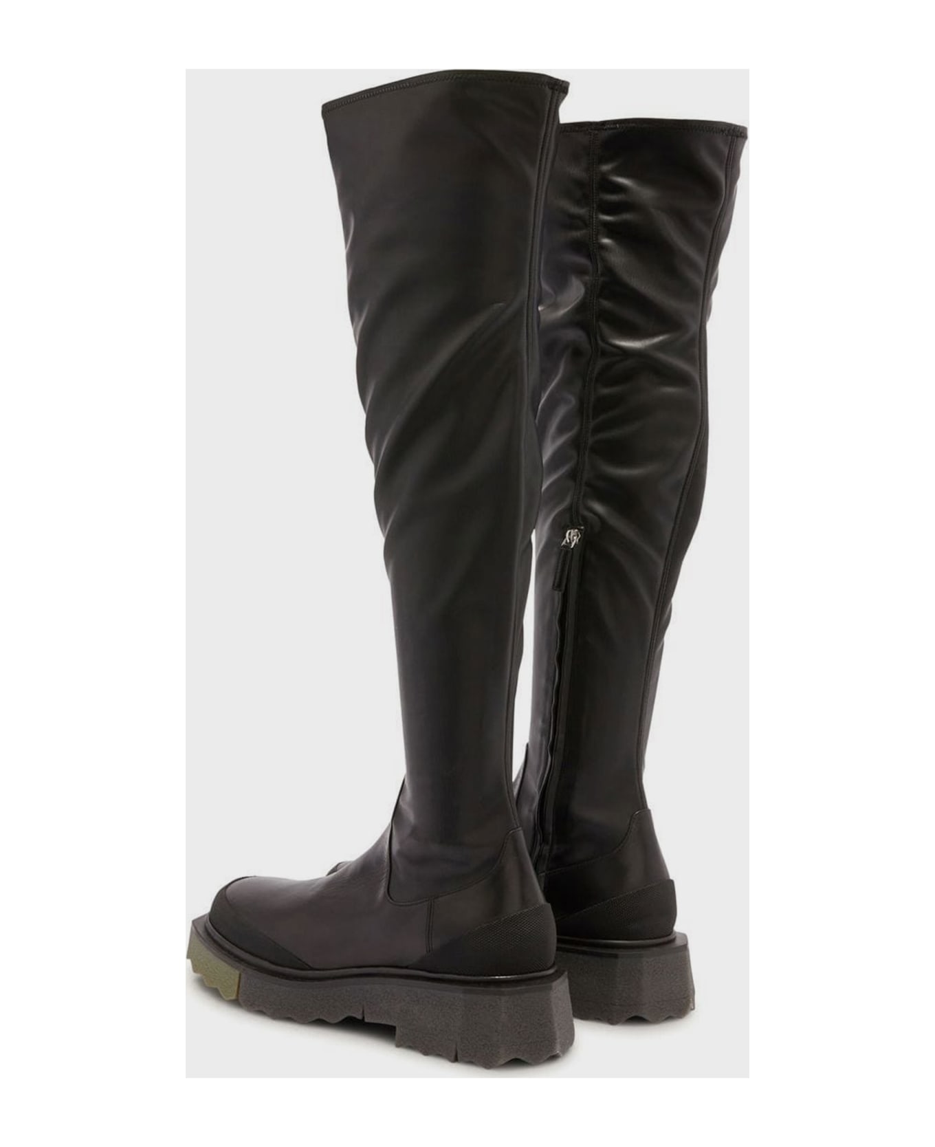 Off-White Leather High Boots - BLACK ブーツ